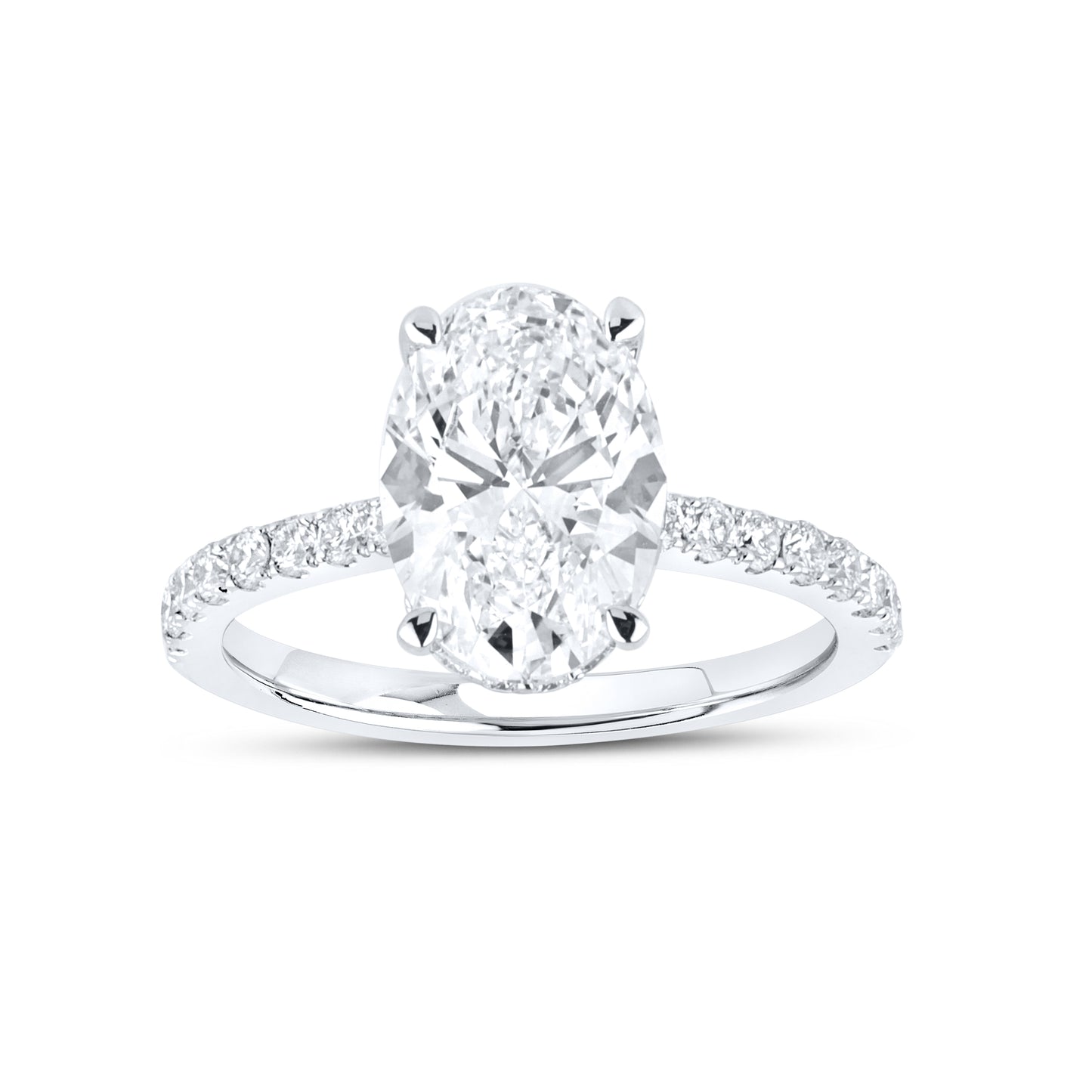 14KT WHITE GOLD LAB DIAMOND 3.50 CTW OVAL RING