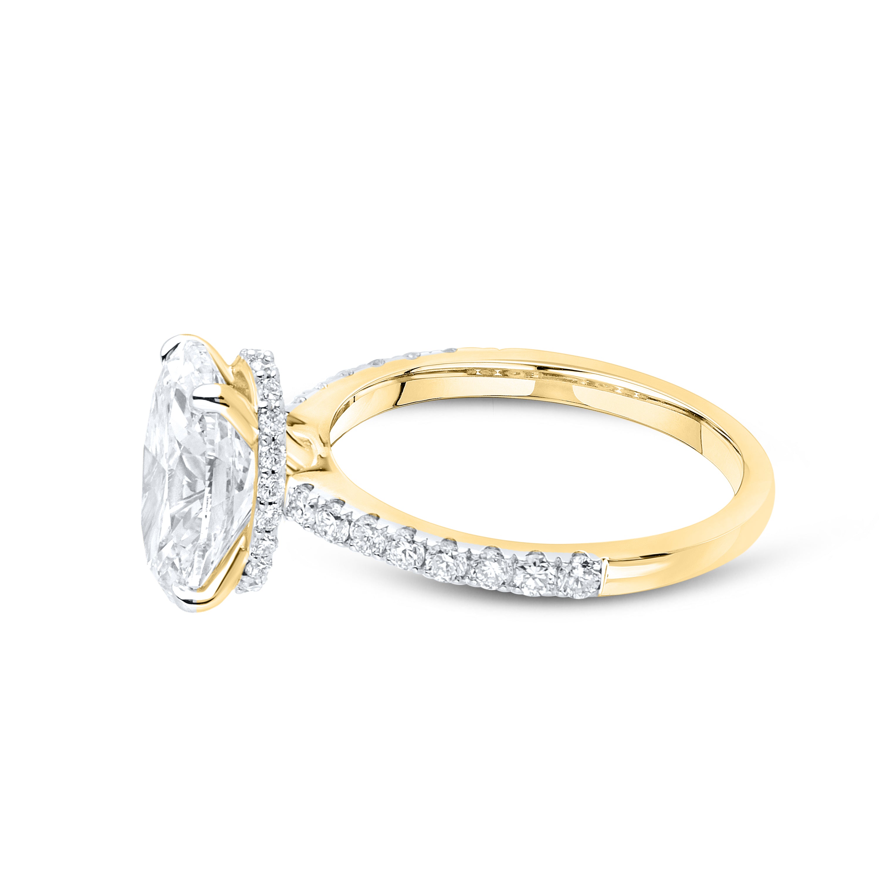 14KT YELLOW GOLD LAB DIAMOND 3.50 CTW OVAL RING