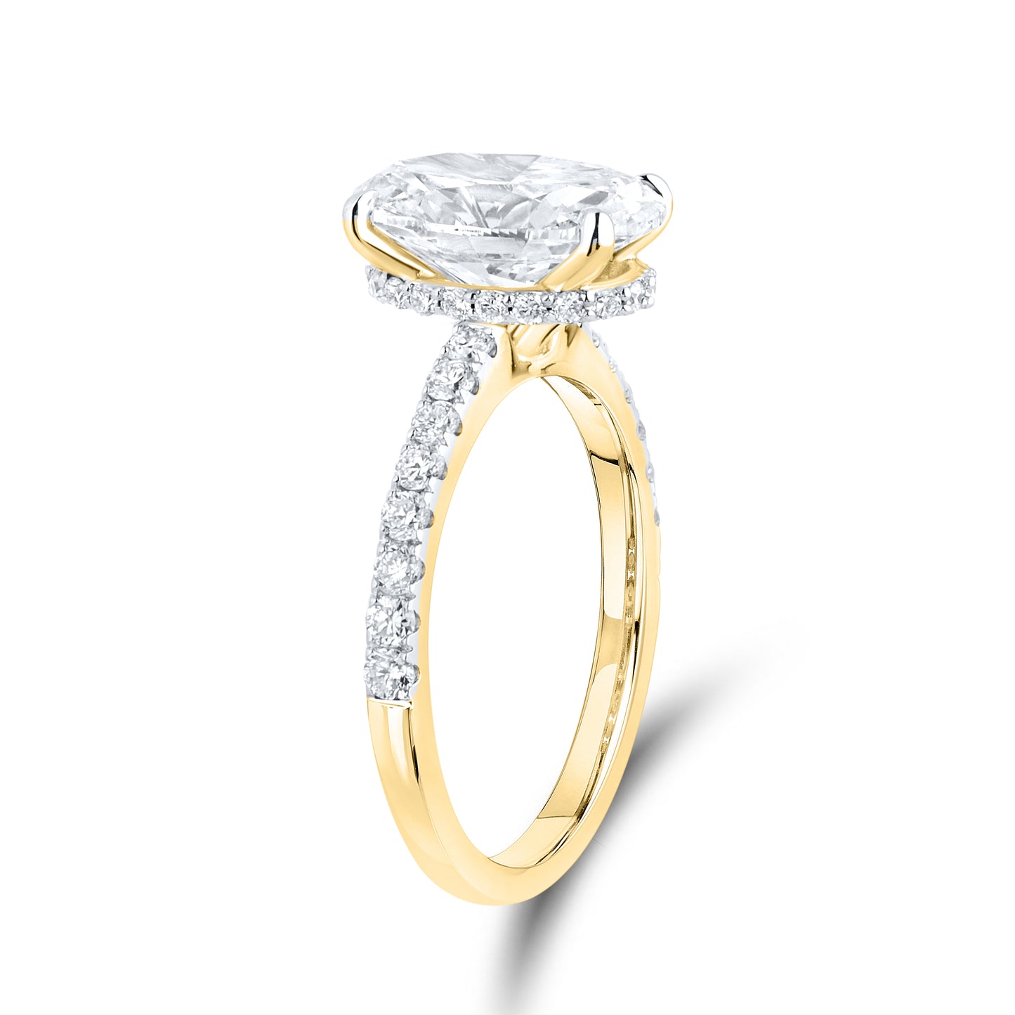 14KT YELLOW GOLD LAB DIAMOND 3.50 CTW OVAL RING