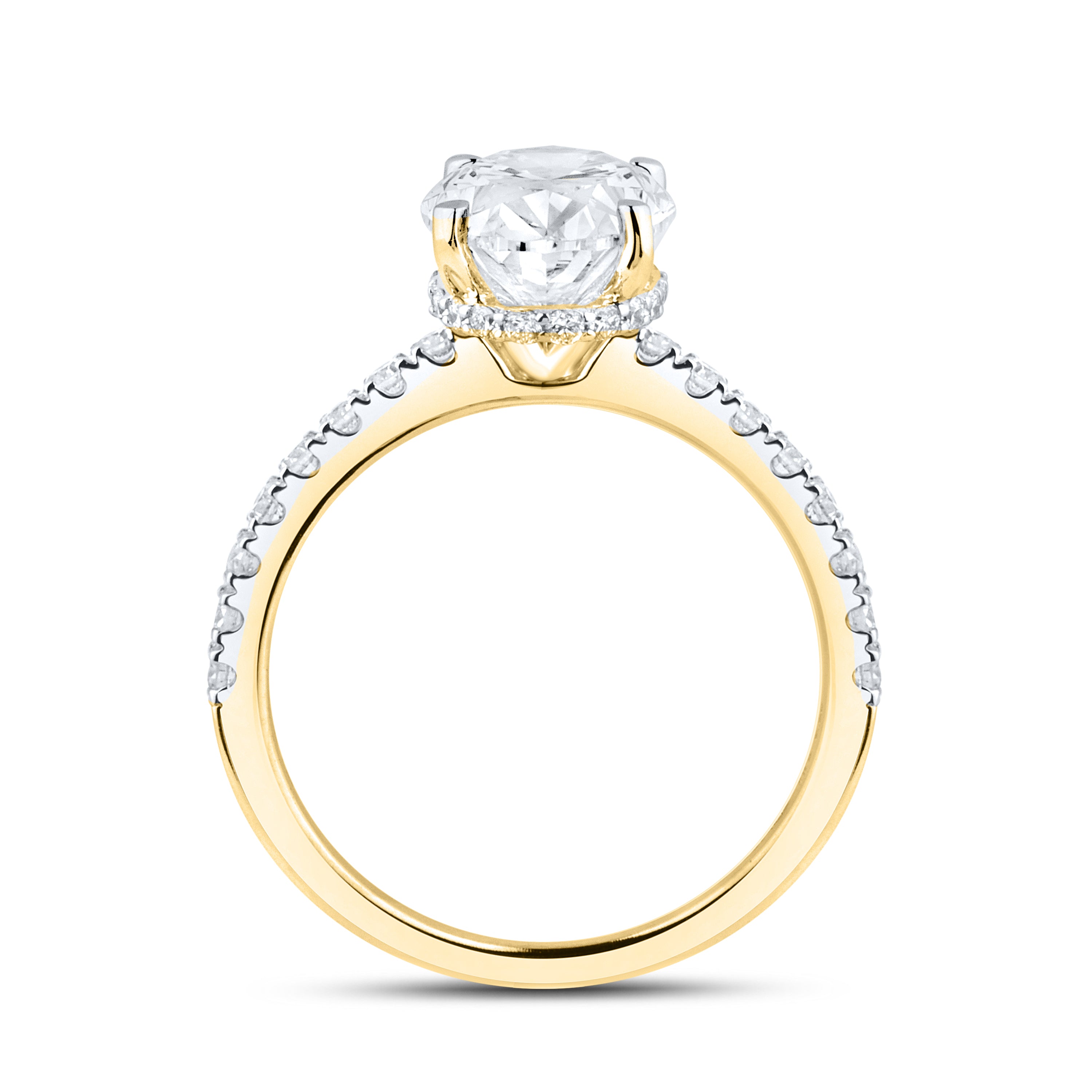 14KT YELLOW GOLD LAB DIAMOND 3.50 CTW OVAL RING