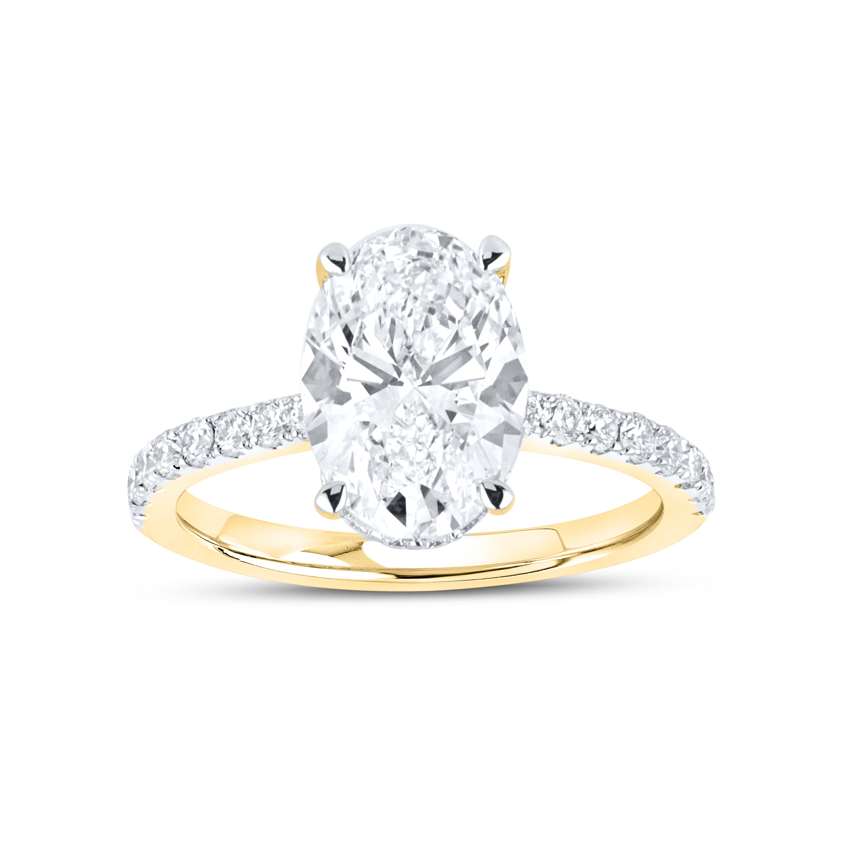 14KT YELLOW GOLD LAB DIAMOND 3.50 CTW OVAL RING