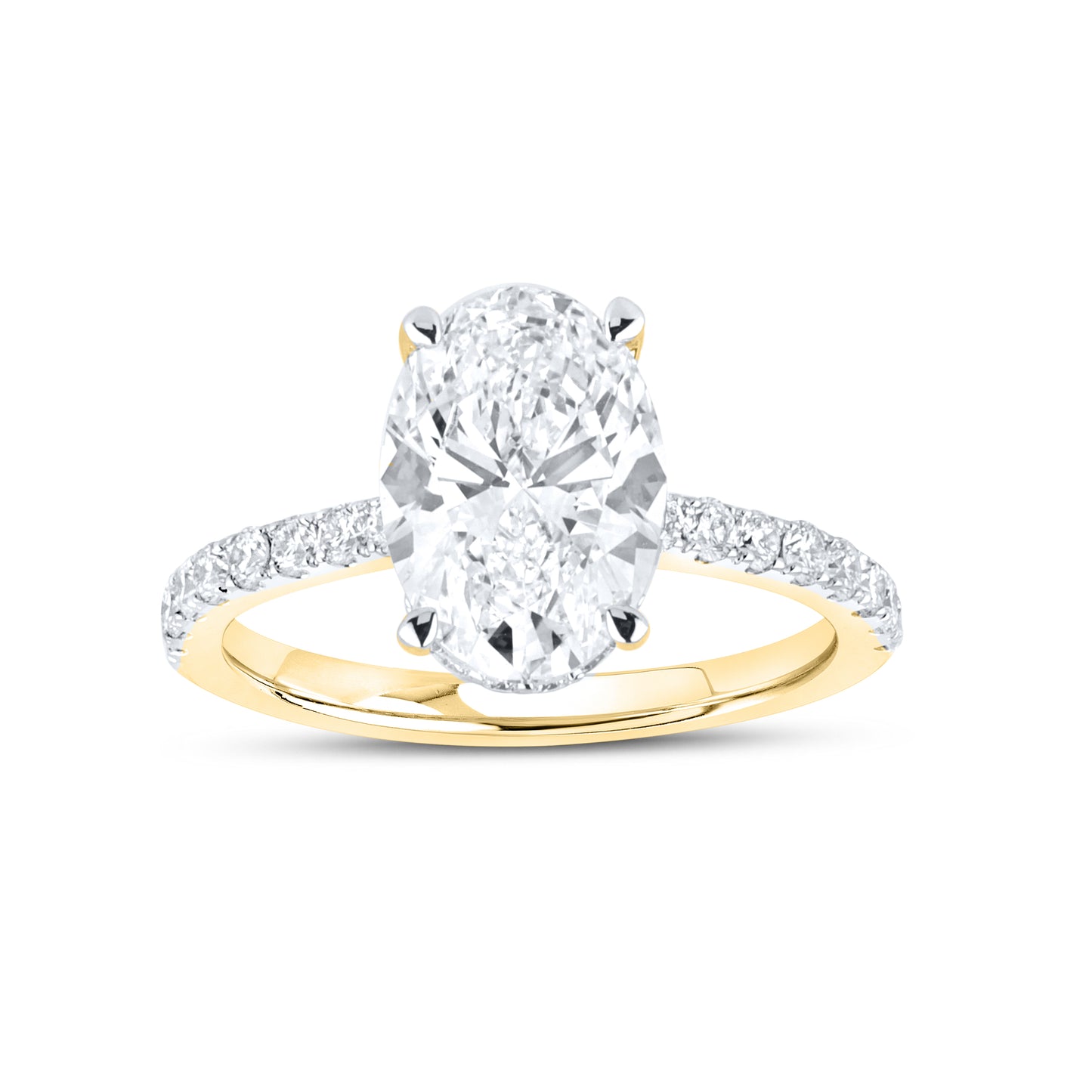 14KT YELLOW GOLD LAB DIAMOND 3.50 CTW OVAL RING