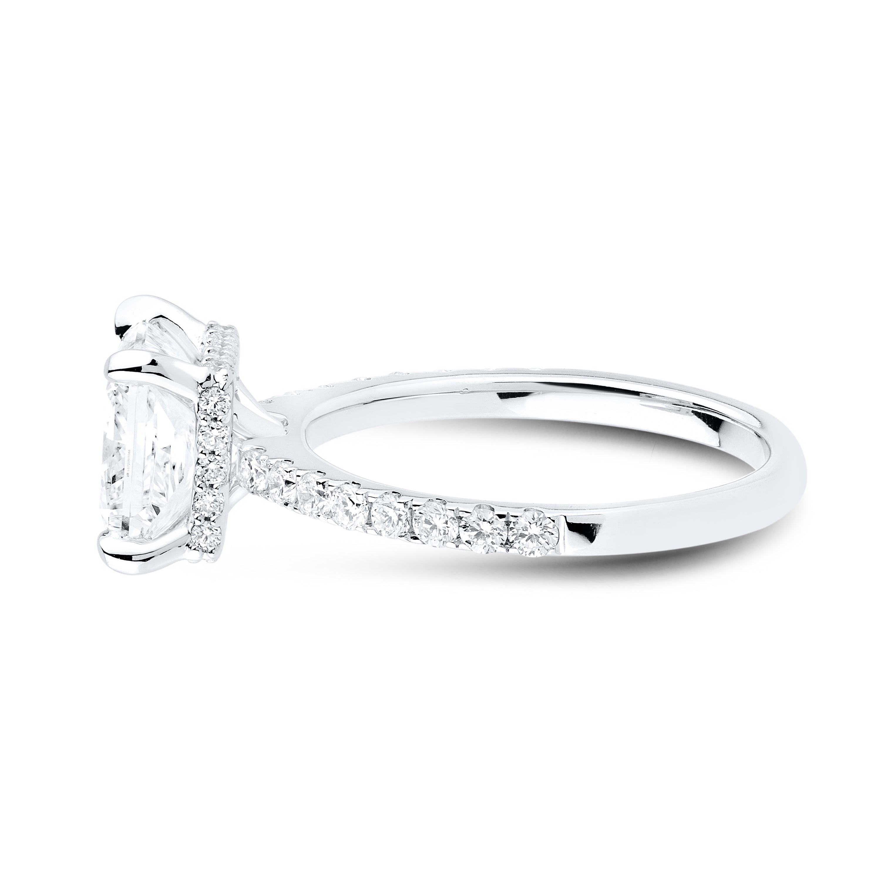 14kt WHITE GOLD 3.53 CTW PRINCESS CUT LAB DIAMOND RING