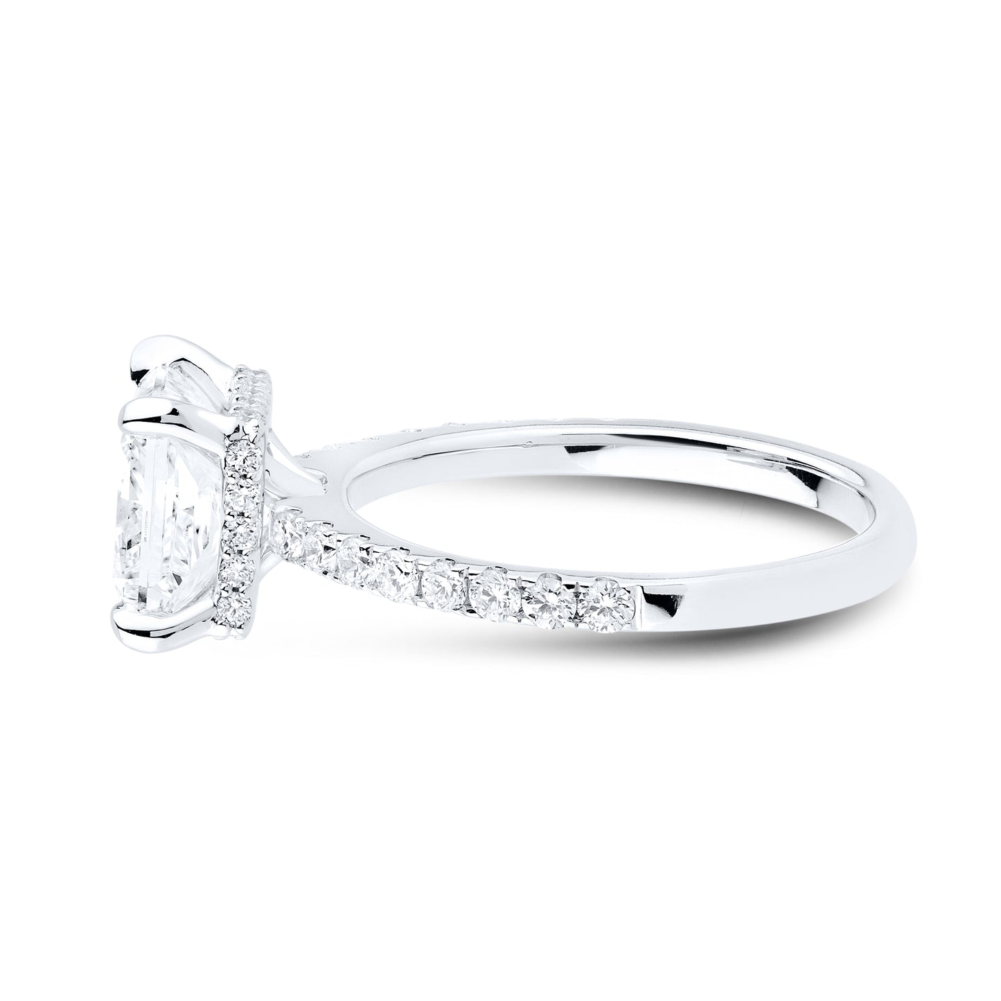 14kt WHITE GOLD 3.53 CTW PRINCESS CUT LAB DIAMOND RING