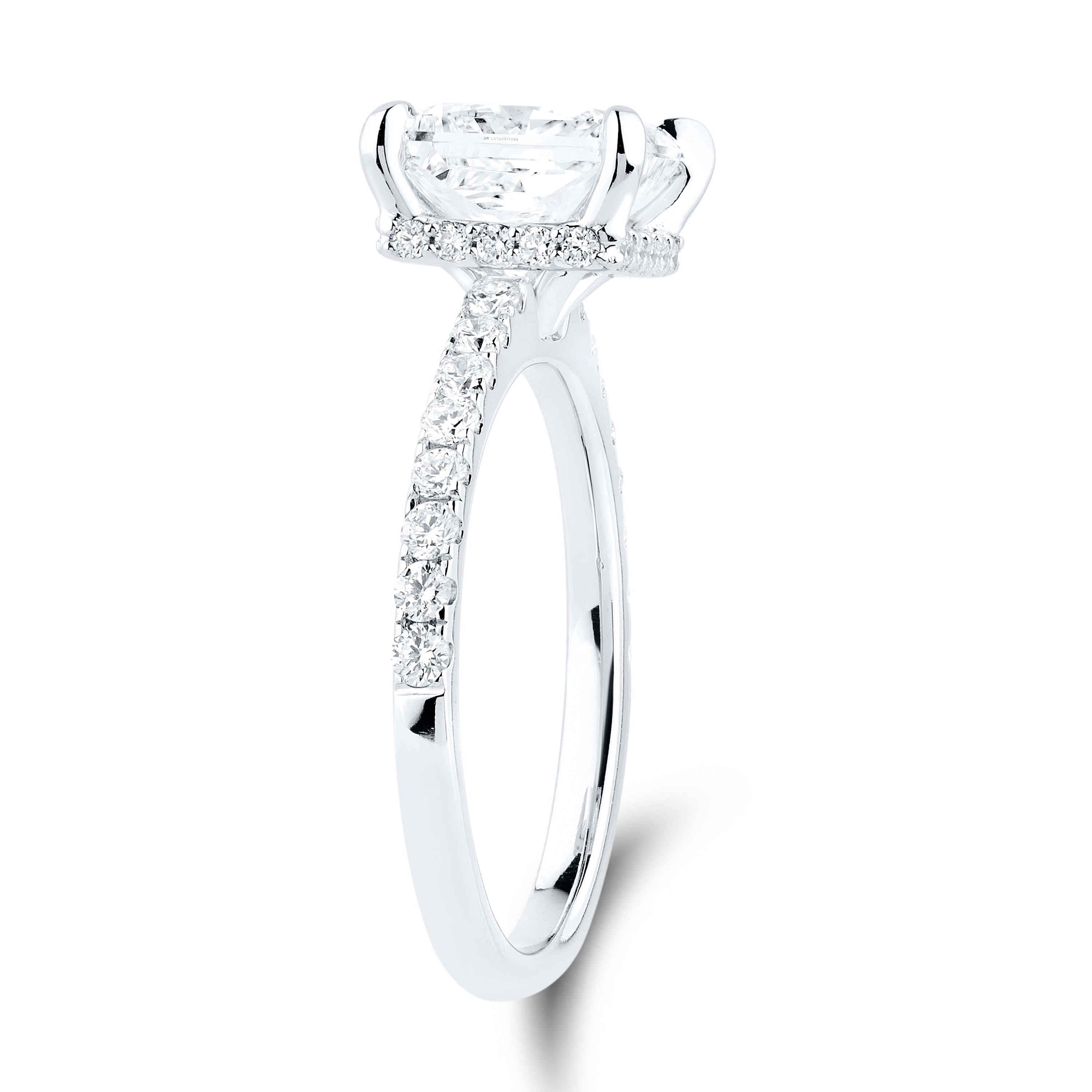 14kt WHITE GOLD 3.53 CTW PRINCESS CUT LAB DIAMOND RING