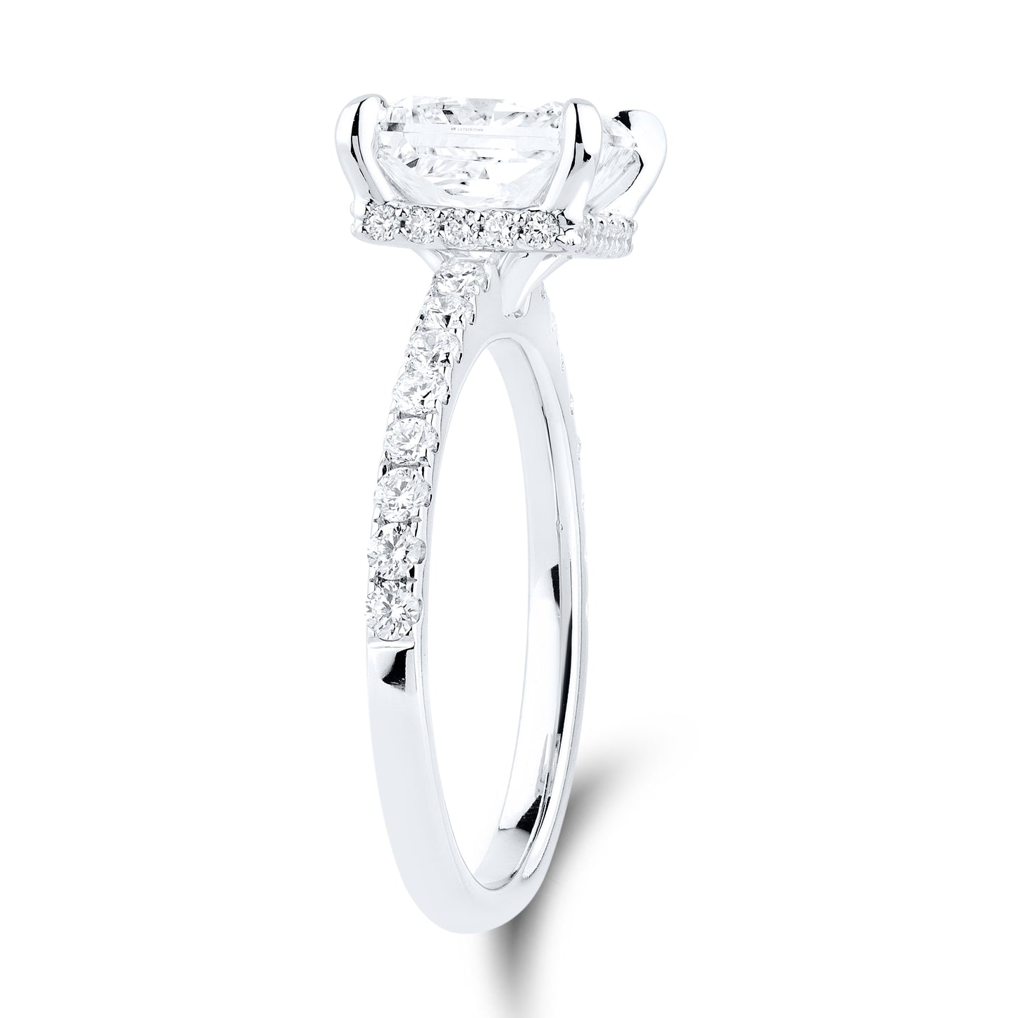 14kt WHITE GOLD 3.53 CTW PRINCESS CUT LAB DIAMOND RING