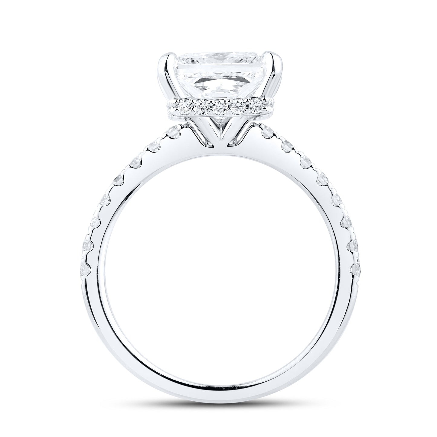 14kt WHITE GOLD 3.53 CTW PRINCESS CUT LAB DIAMOND RING