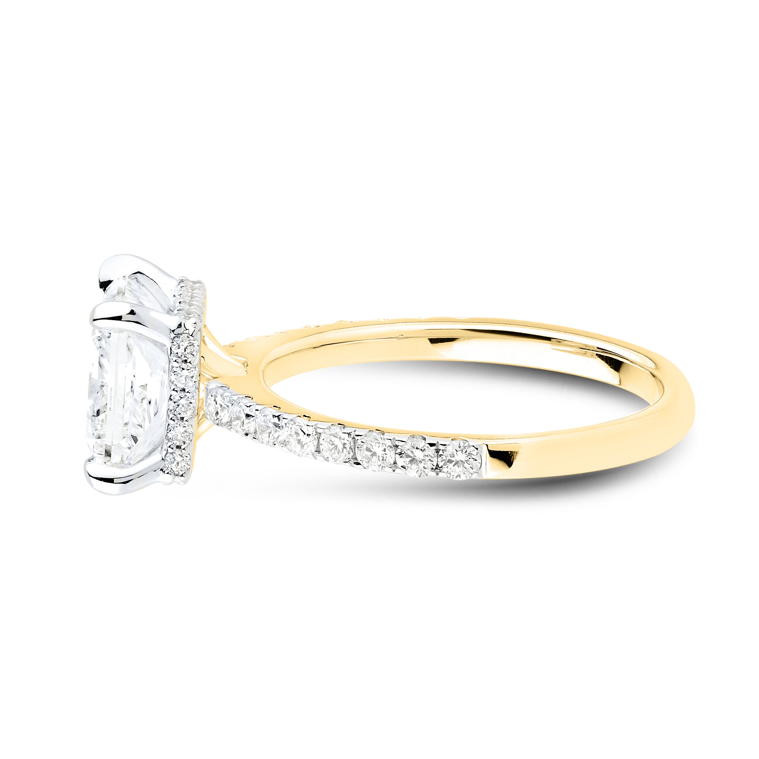 14KT YELLOW GOLD 3.55CTW PRINCESS CUT LAB DIAMOND RING