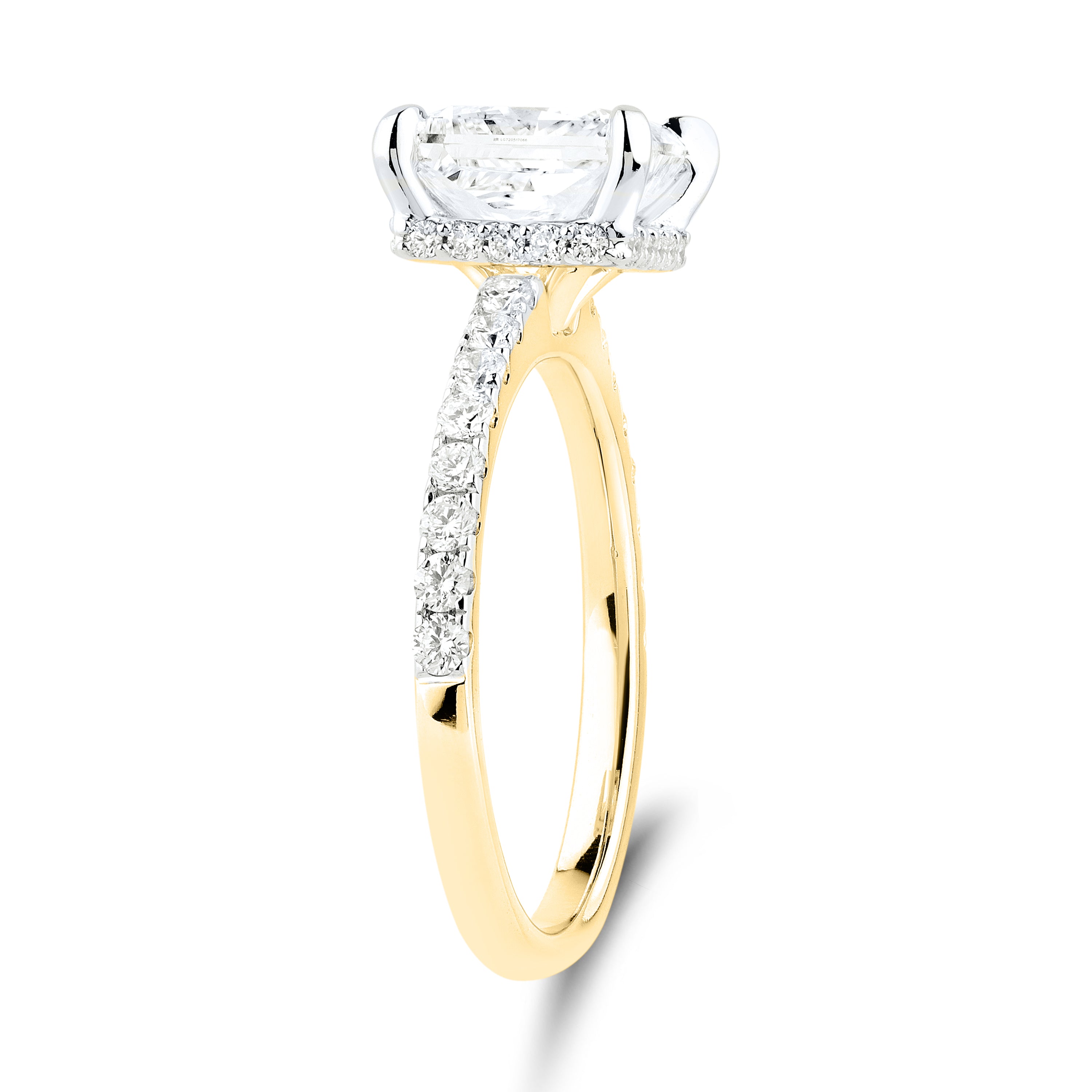 14KT YELLOW GOLD 3.55CTW PRINCESS CUT LAB DIAMOND RING