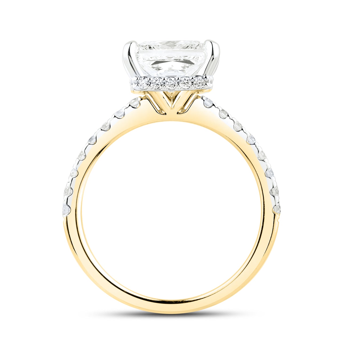 14KT YELLOW GOLD 3.55CTW PRINCESS CUT LAB DIAMOND RING