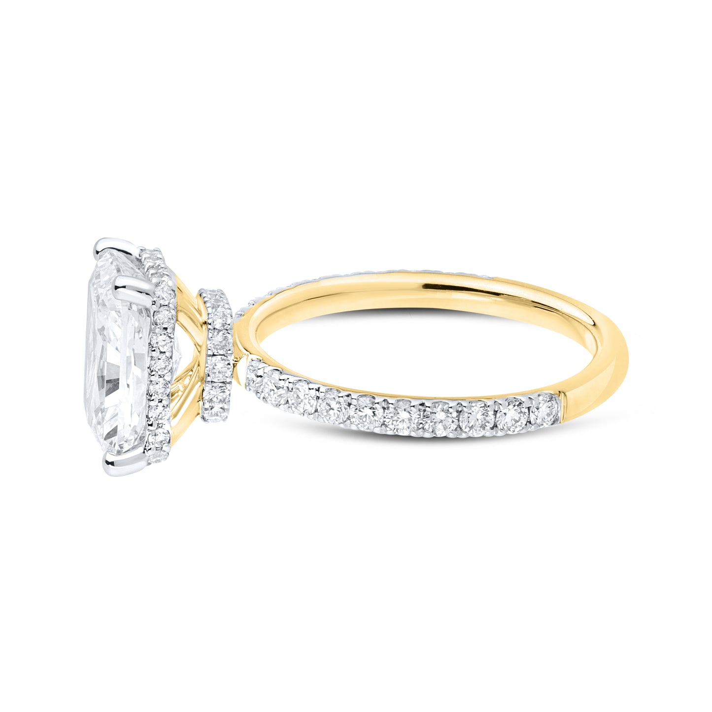 14KT YELLOW GOLD LAB DIAMOND 3.75 CTW  RADIANT CUT RING