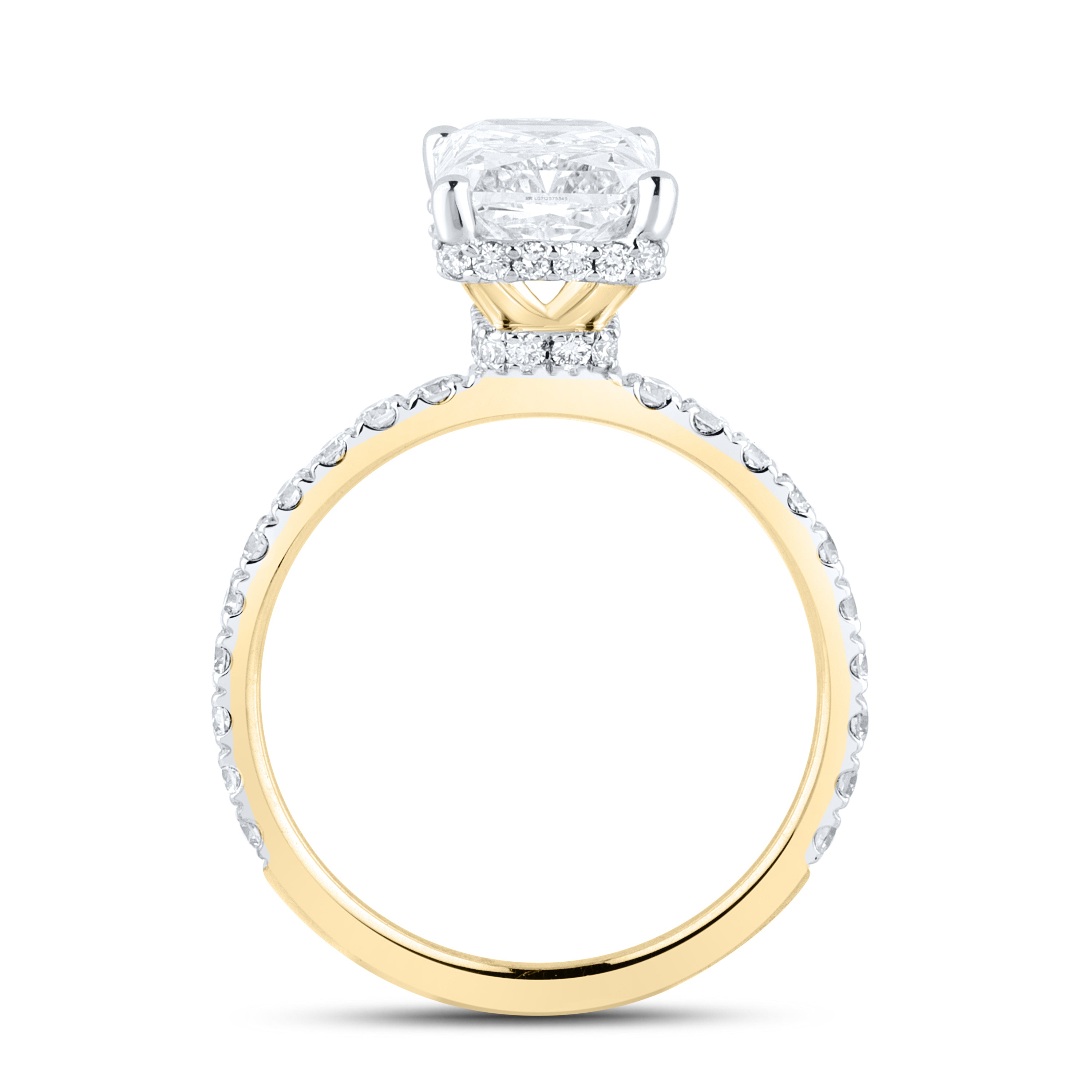 14KT YELLOW GOLD LAB DIAMOND 3.75 CTW  RADIANT CUT RING