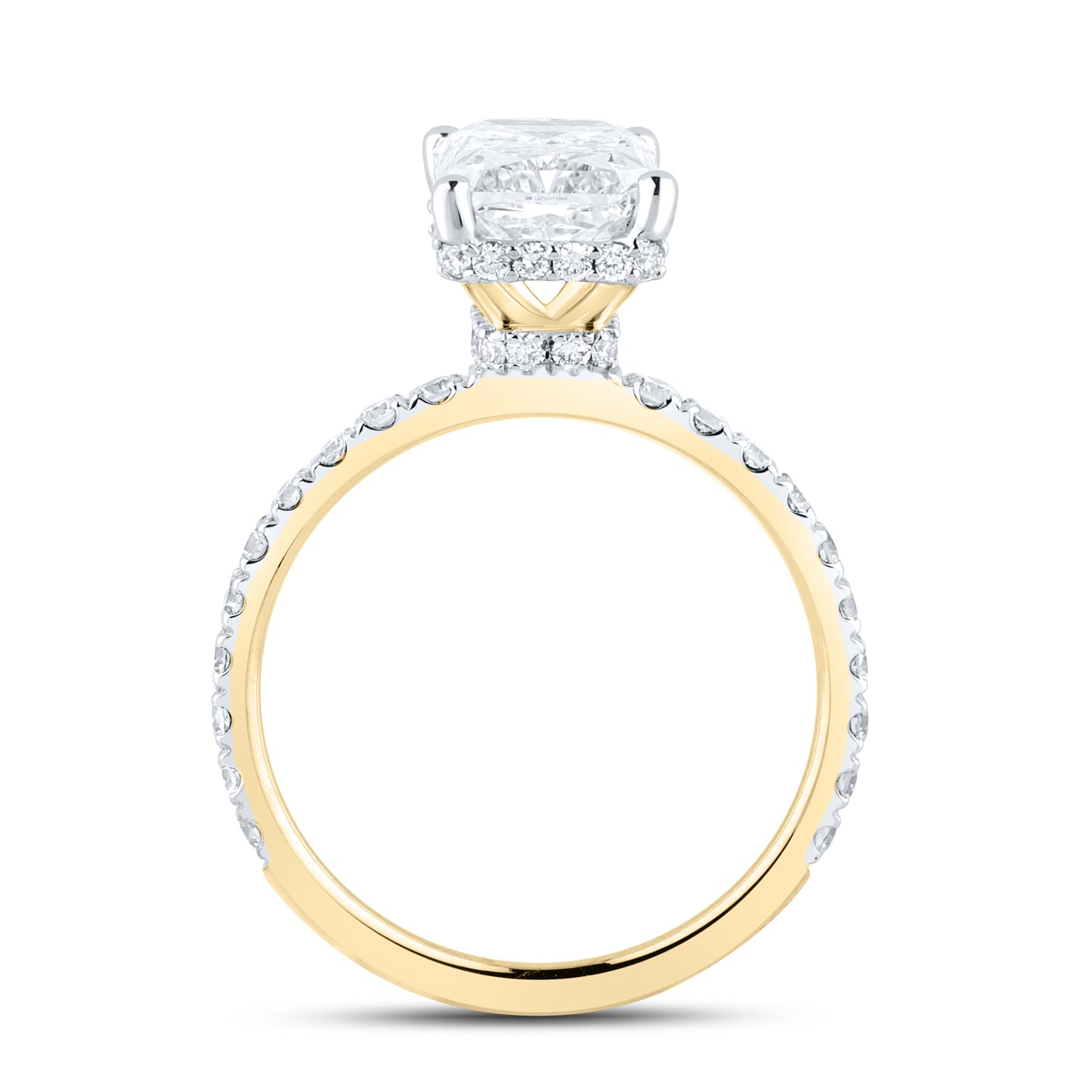 14KT YELLOW GOLD LAB DIAMOND 3.75 CTW  RADIANT CUT RING