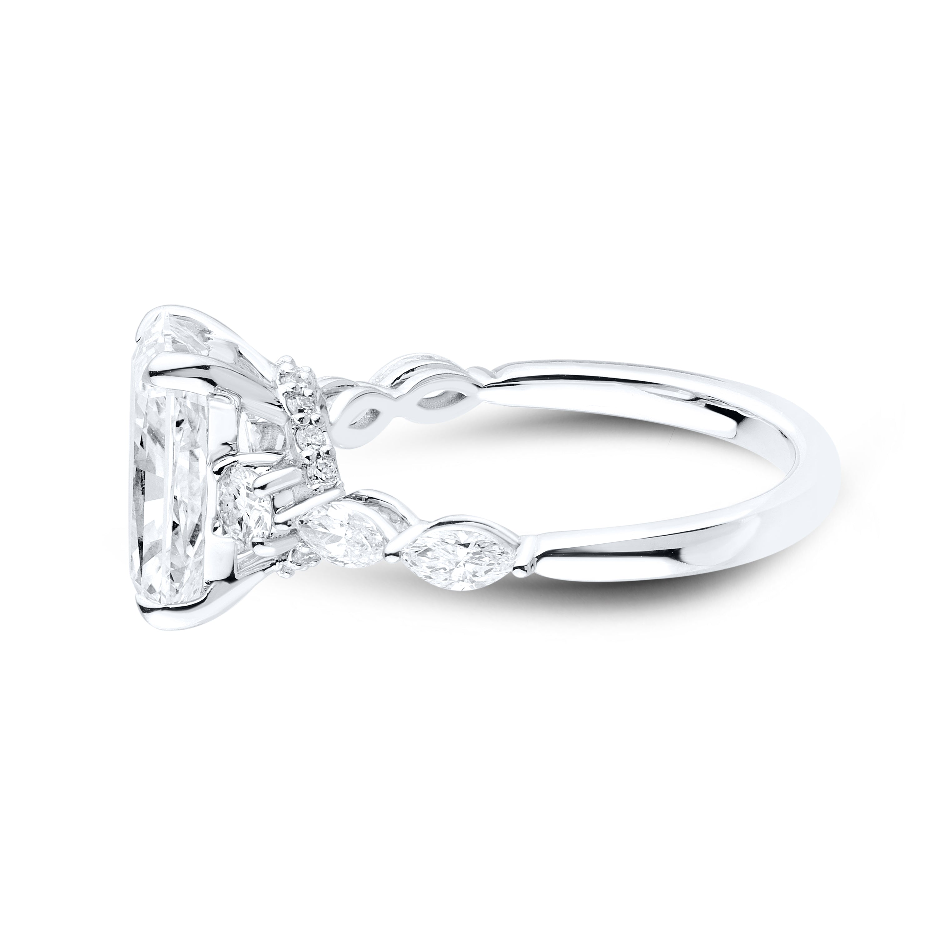 14k WHITE GOLD 3.71 CTW RADIANT LAB DIAMOND RING