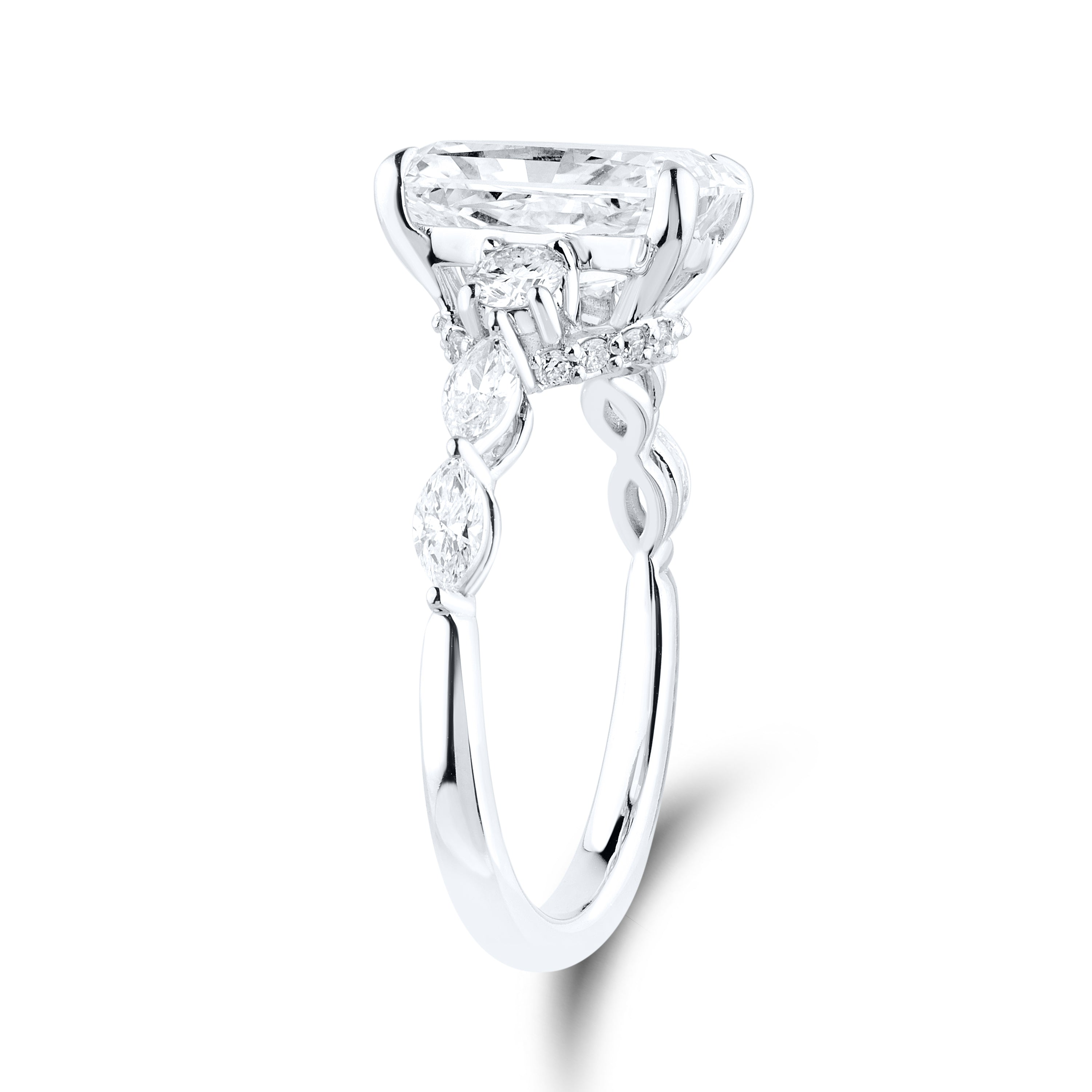 14k WHITE GOLD 3.71 CTW RADIANT LAB DIAMOND RING