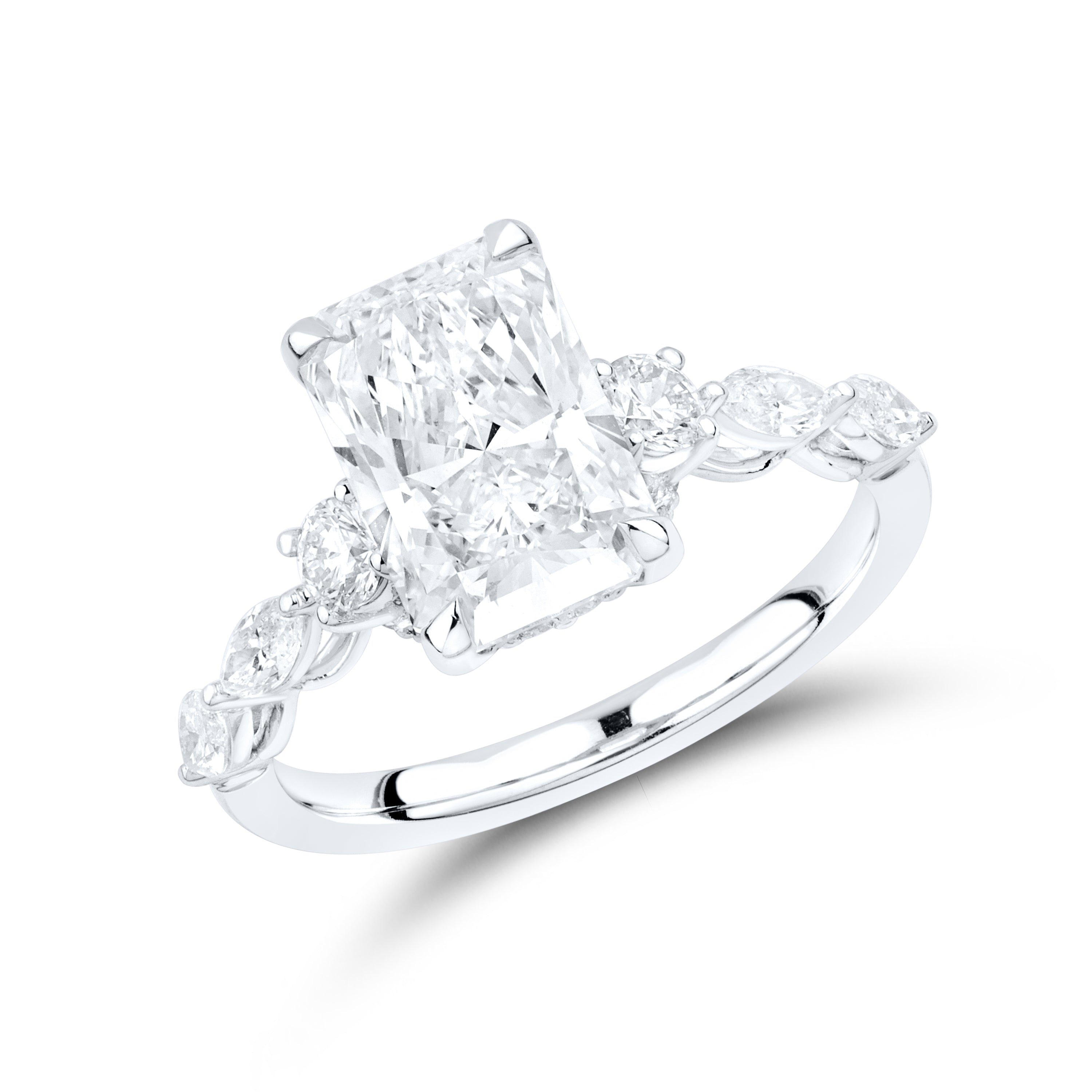 14k WHITE GOLD 3.71 CTW RADIANT LAB DIAMOND RING