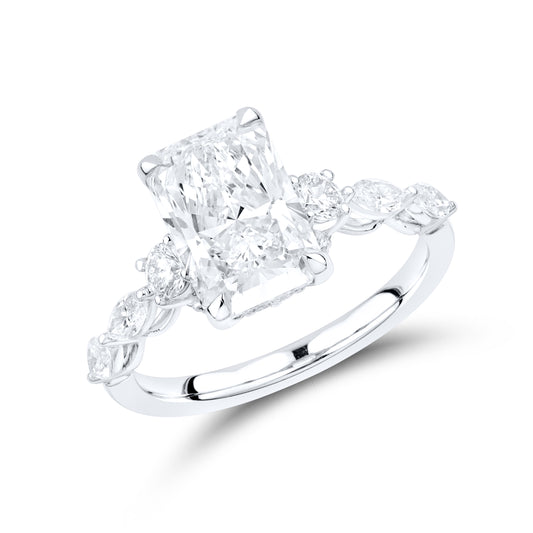 14k WHITE GOLD 3.71 CTW RADIANT LAB DIAMOND RING