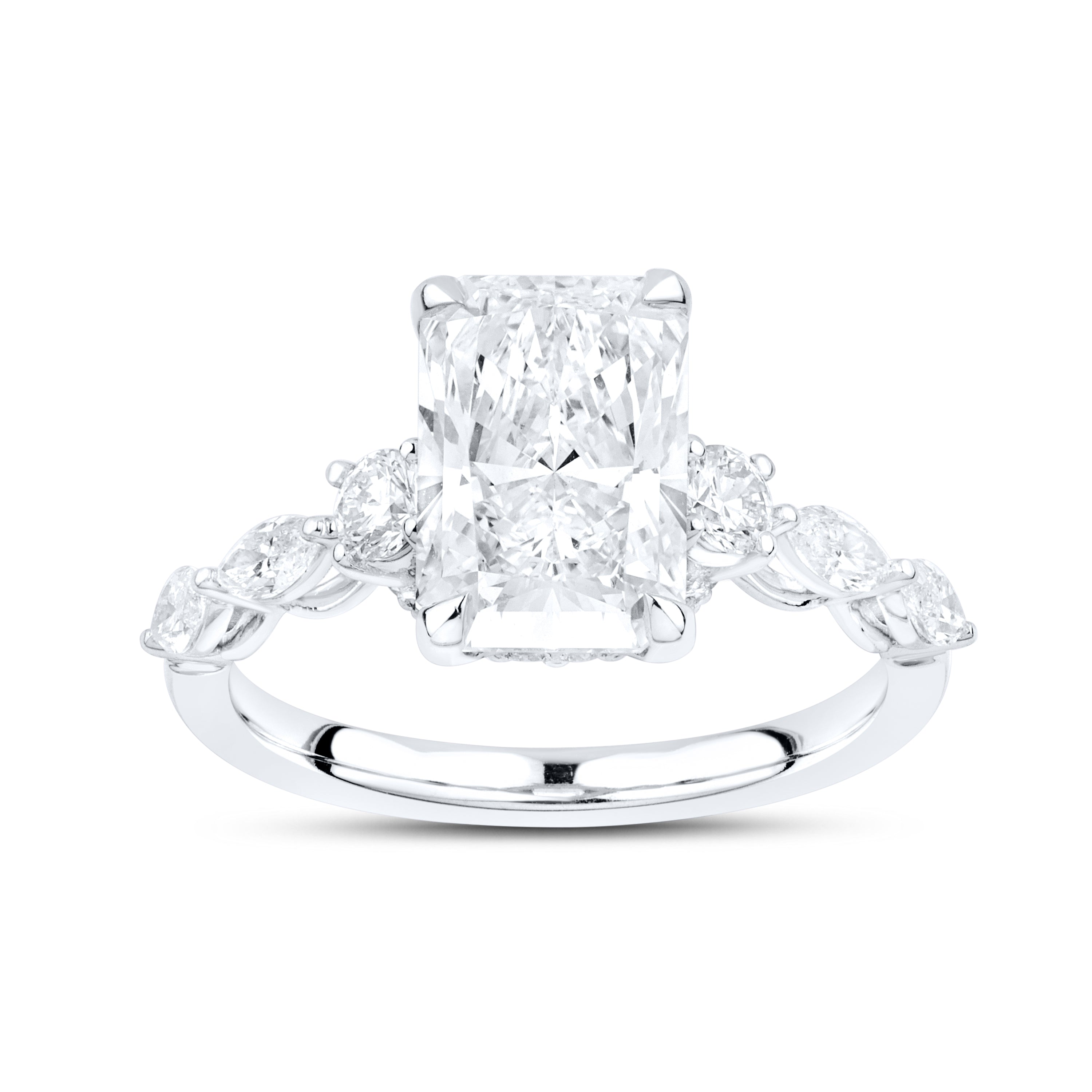 14k WHITE GOLD 3.71 CTW RADIANT LAB DIAMOND RING
