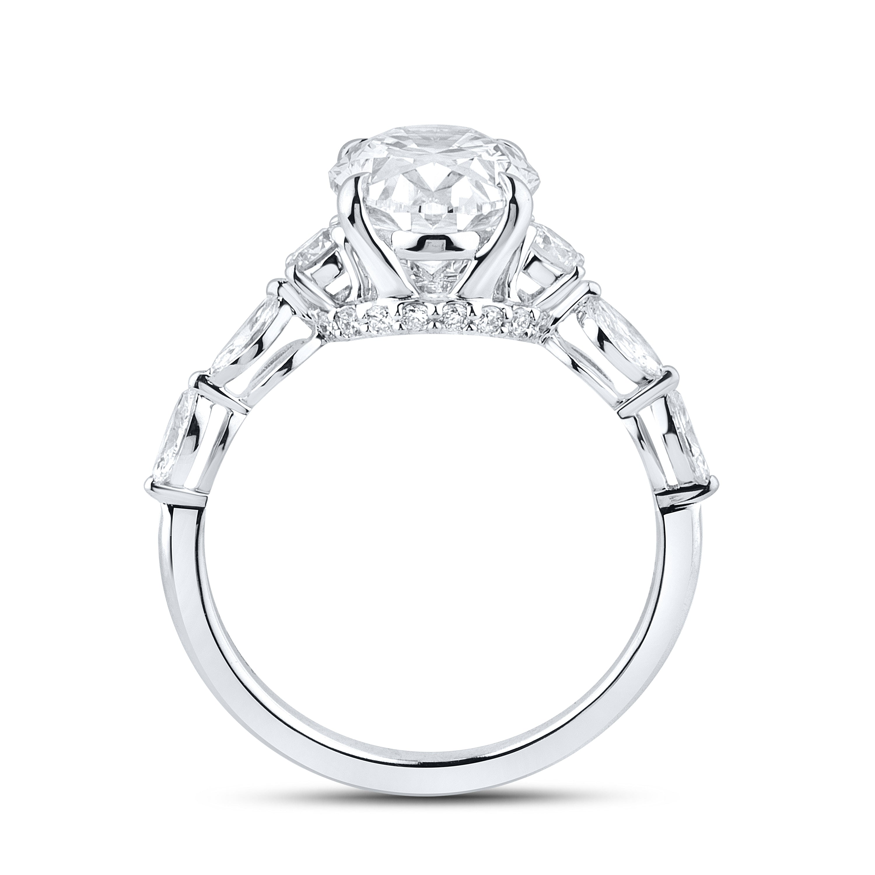 14KT WHITE GOLD 3.63 CTW LAB DIAMOND OVAL SHAPE RING