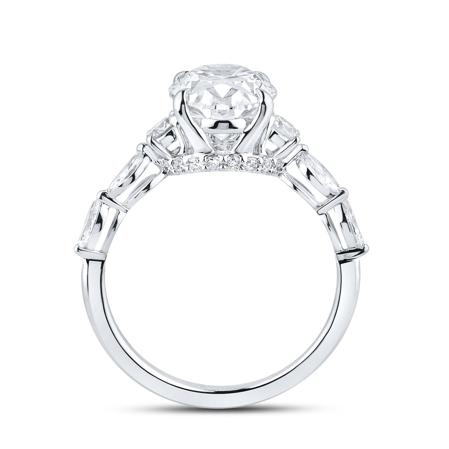 14KT WHITE GOLD 3.63 CTW LAB DIAMOND OVAL SHAPE RING