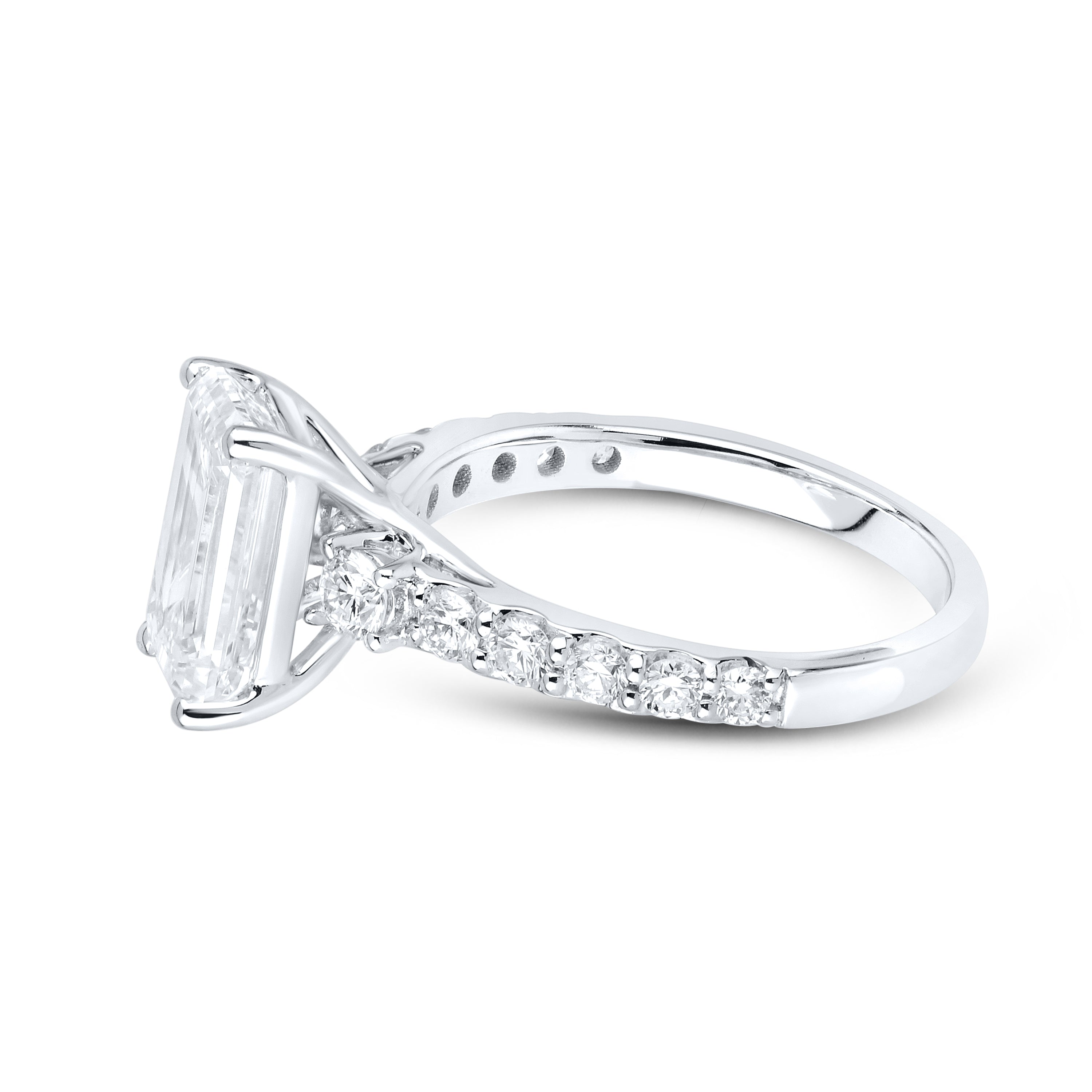 14kt White Gold 3.63 CTW Lab Diamond Emerald Shape Solitaire Ring