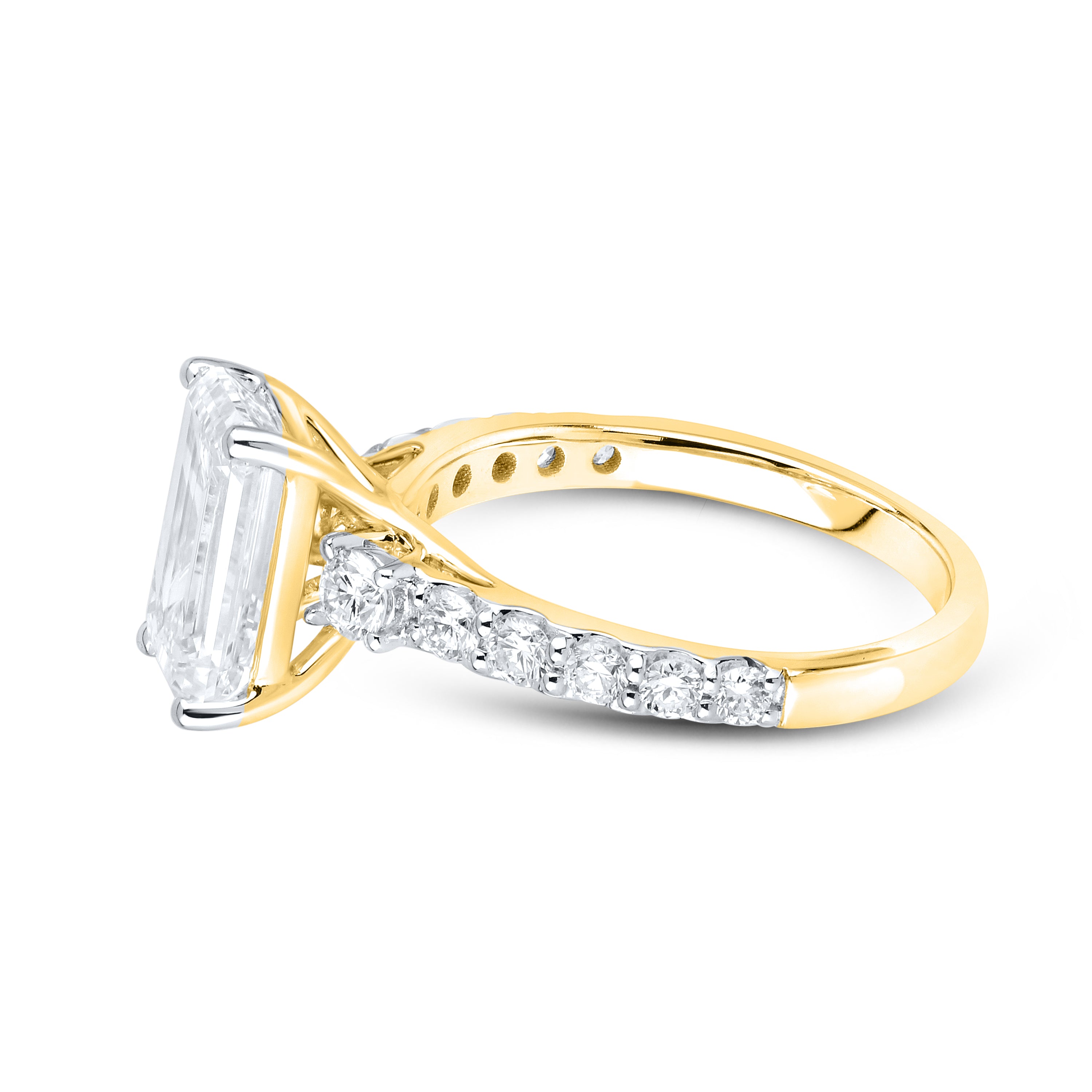 14kt Yellow Gold 3.63 CTW Lab Diamond Emerald Shape Solitaire Ring