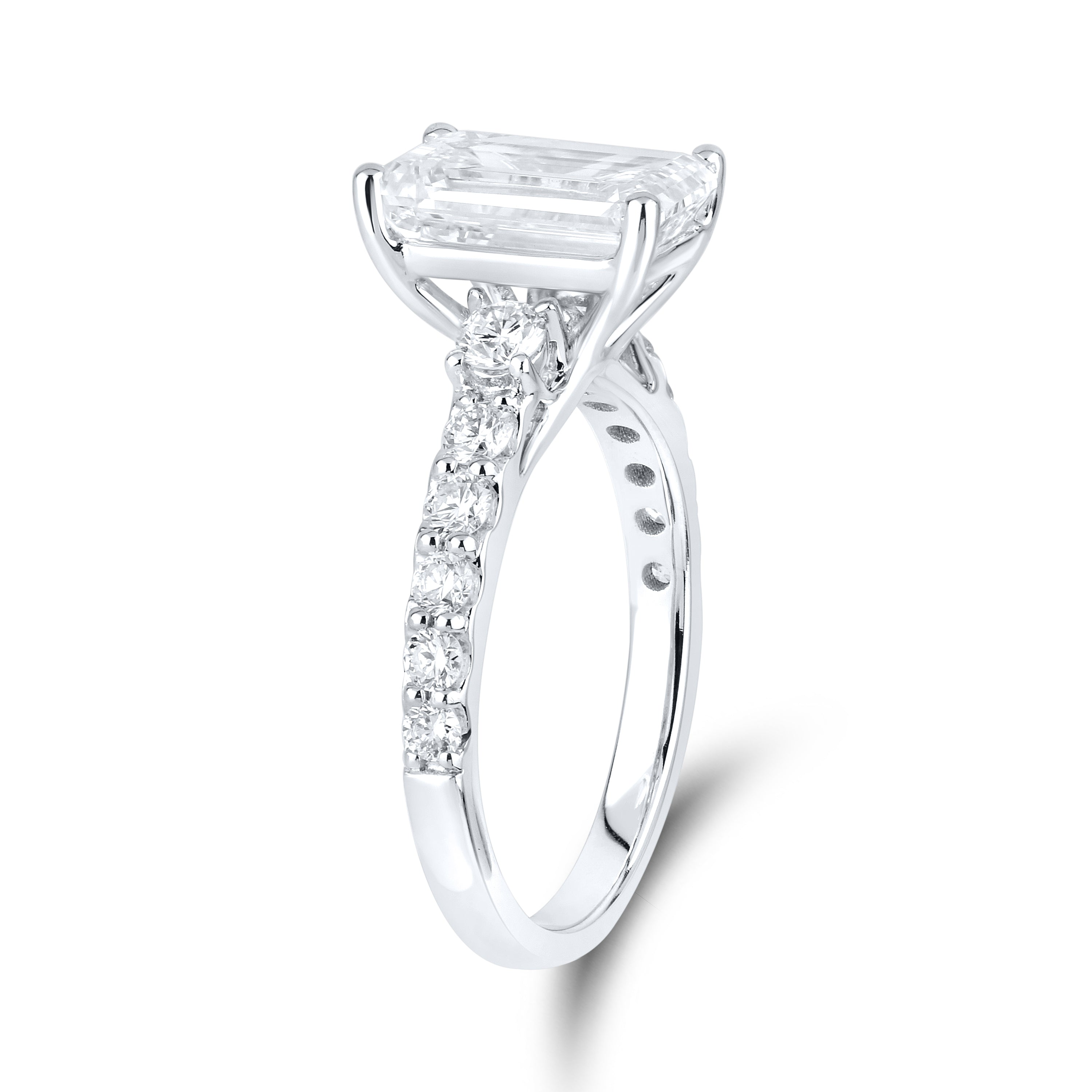 14kt White Gold 3.63 CTW Lab Diamond Emerald Shape Solitaire Ring