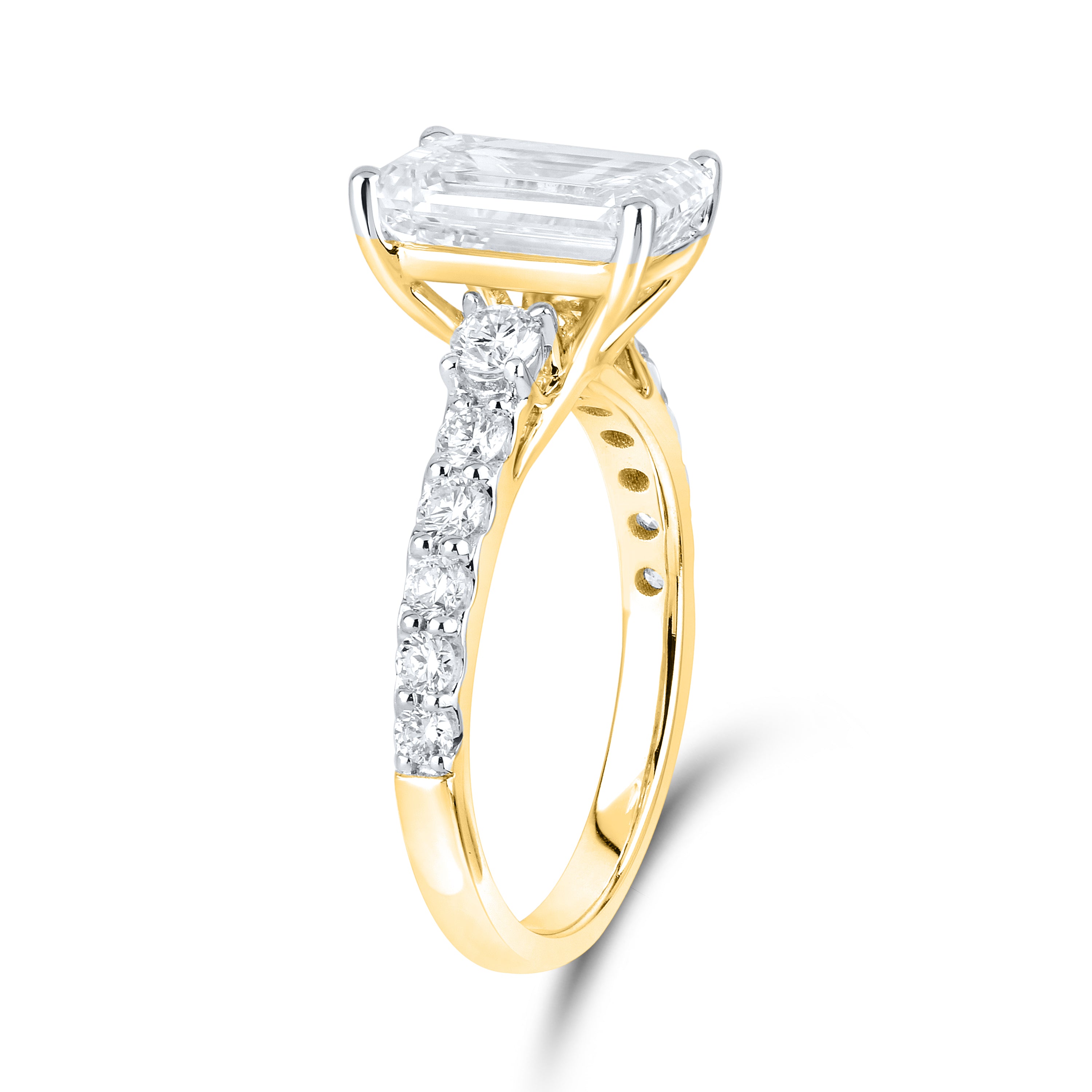 14kt Yellow Gold 3.63 CTW Lab Diamond Emerald Shape Solitaire Ring