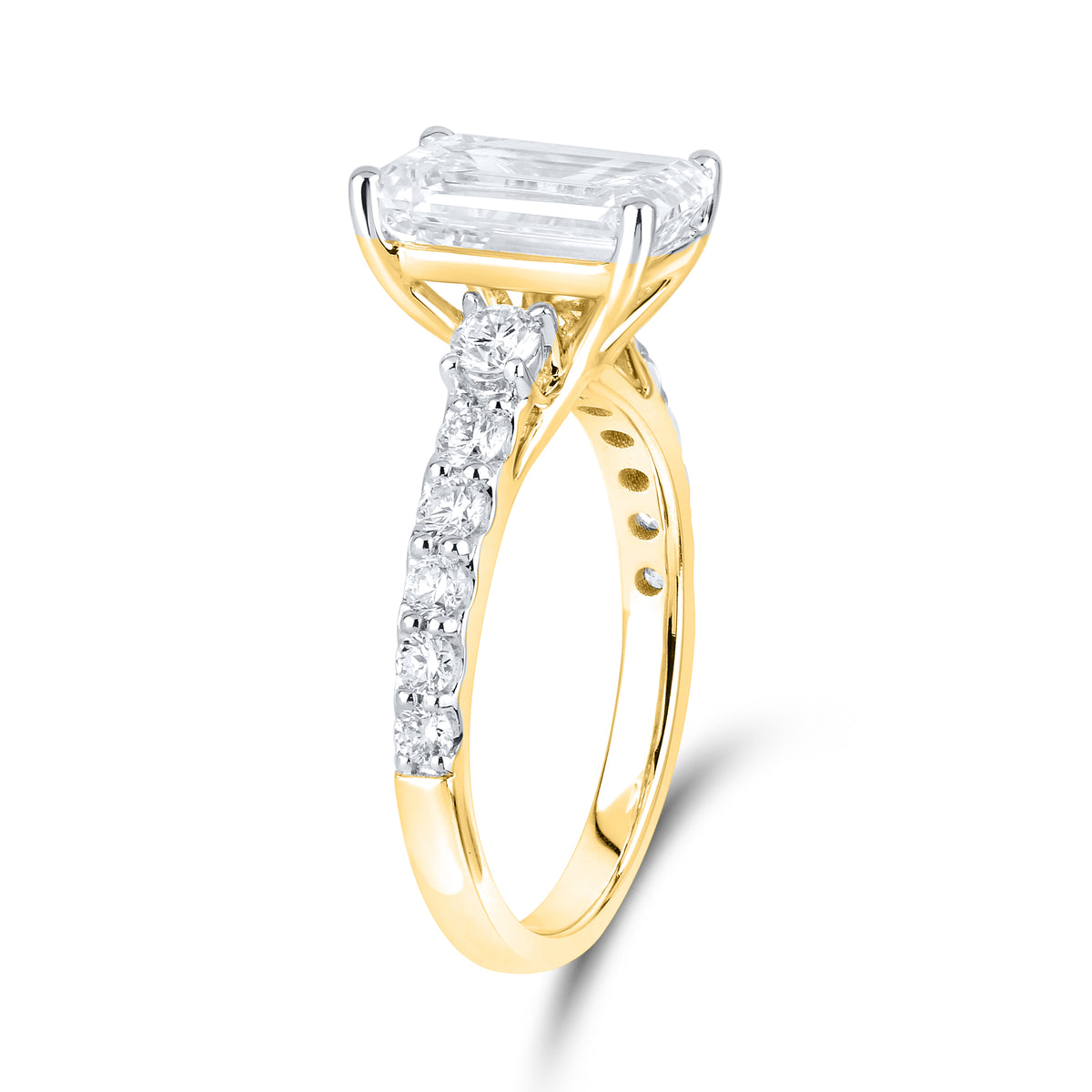 14kt Yellow Gold 3.63 CTW Lab Diamond Emerald Shape Solitaire Ring
