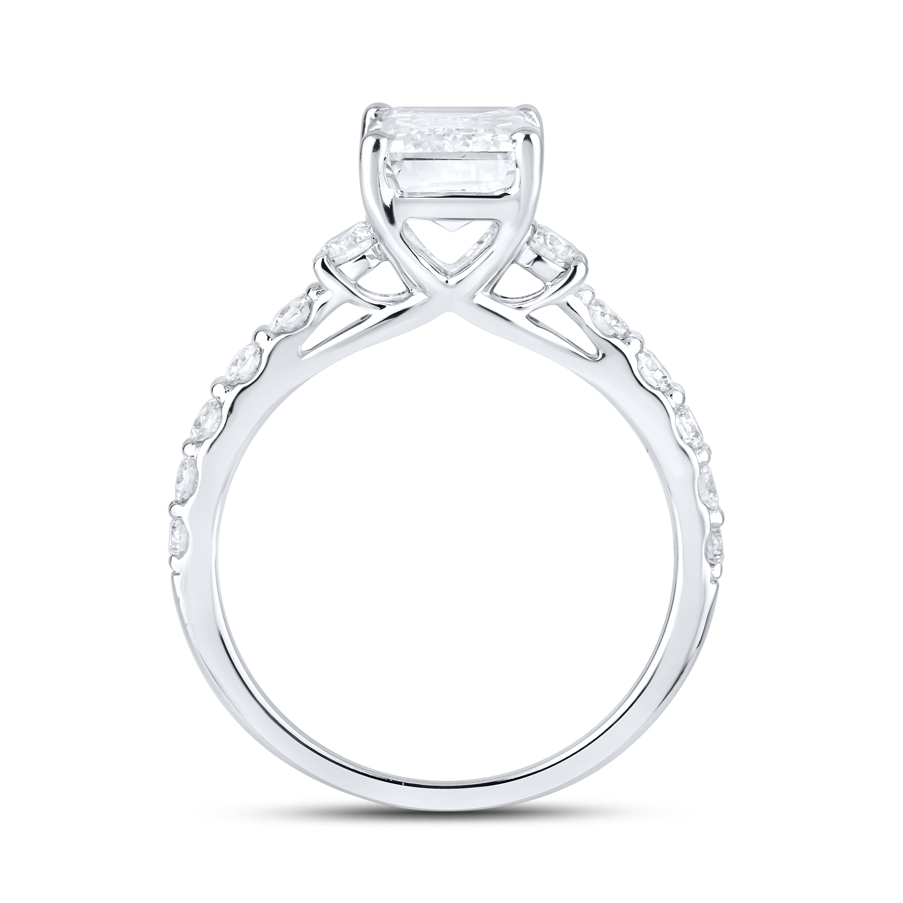 14kt White Gold 3.63 CTW Lab Diamond Emerald Shape Solitaire Ring