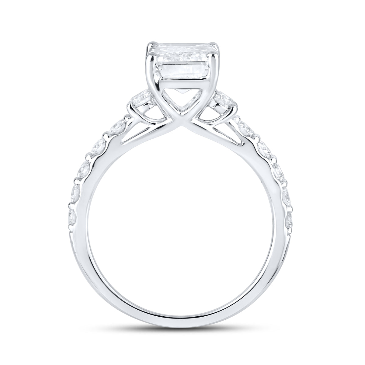14kt White Gold 3.63 CTW Lab Diamond Emerald Shape Solitaire Ring