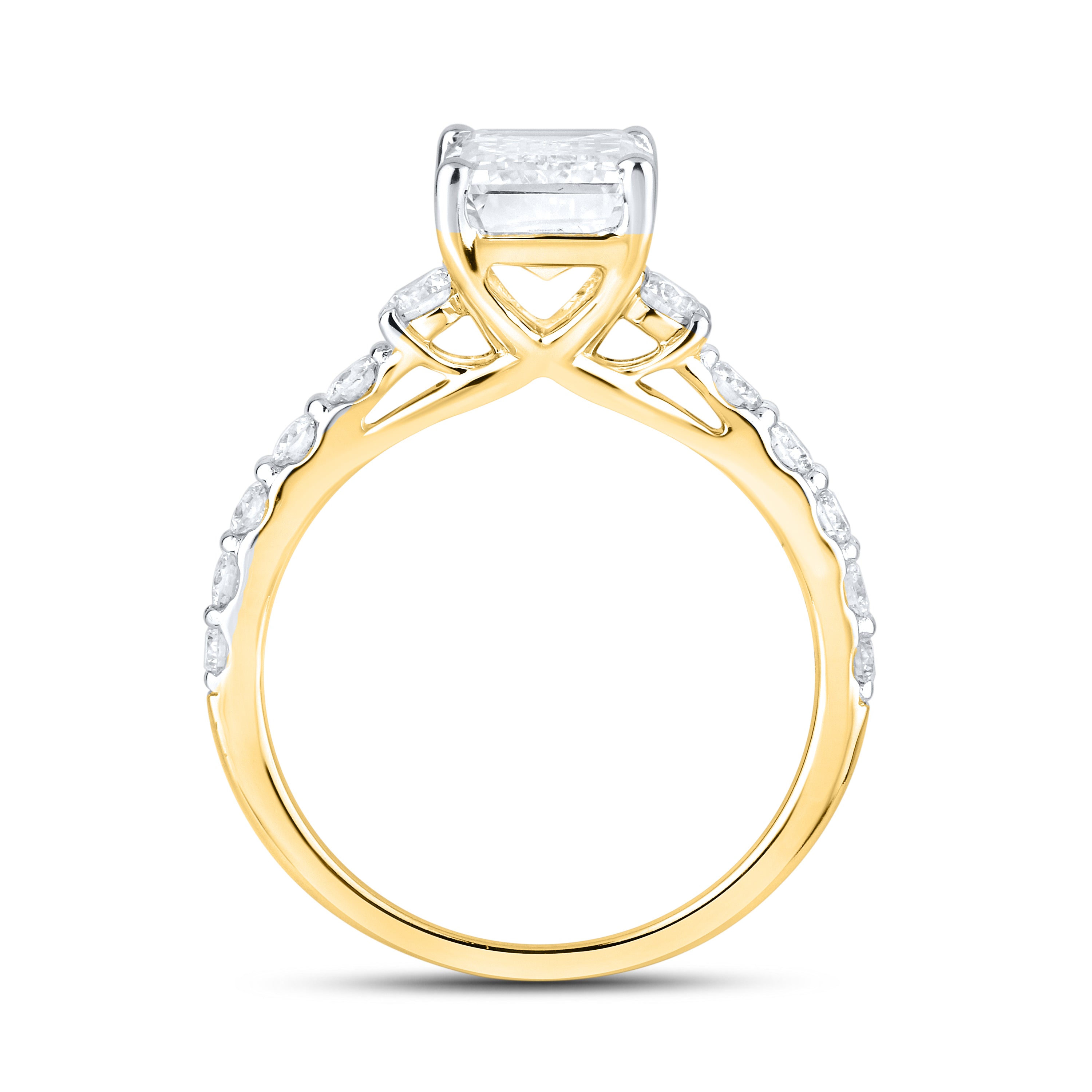 14kt Yellow Gold 3.63 CTW Lab Diamond Emerald Shape Solitaire Ring