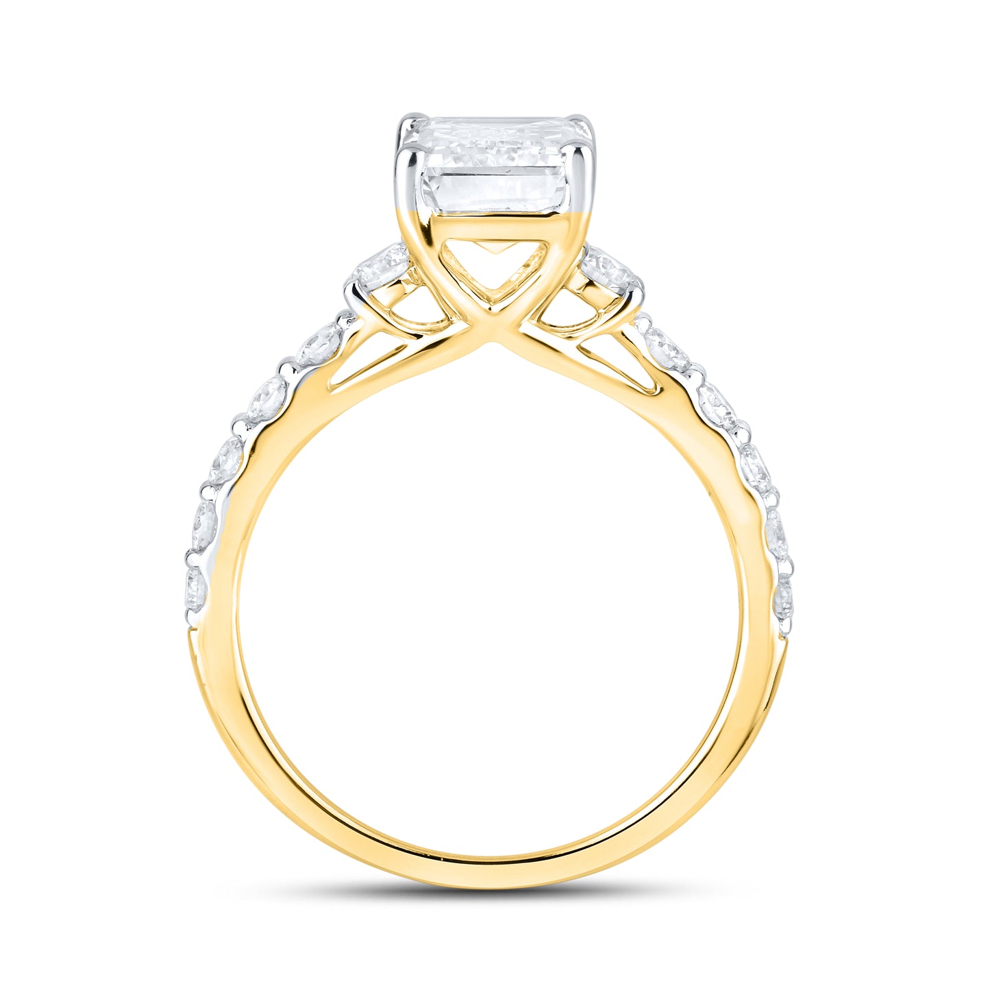 14kt Yellow Gold 3.63 CTW Lab Diamond Emerald Shape Solitaire Ring