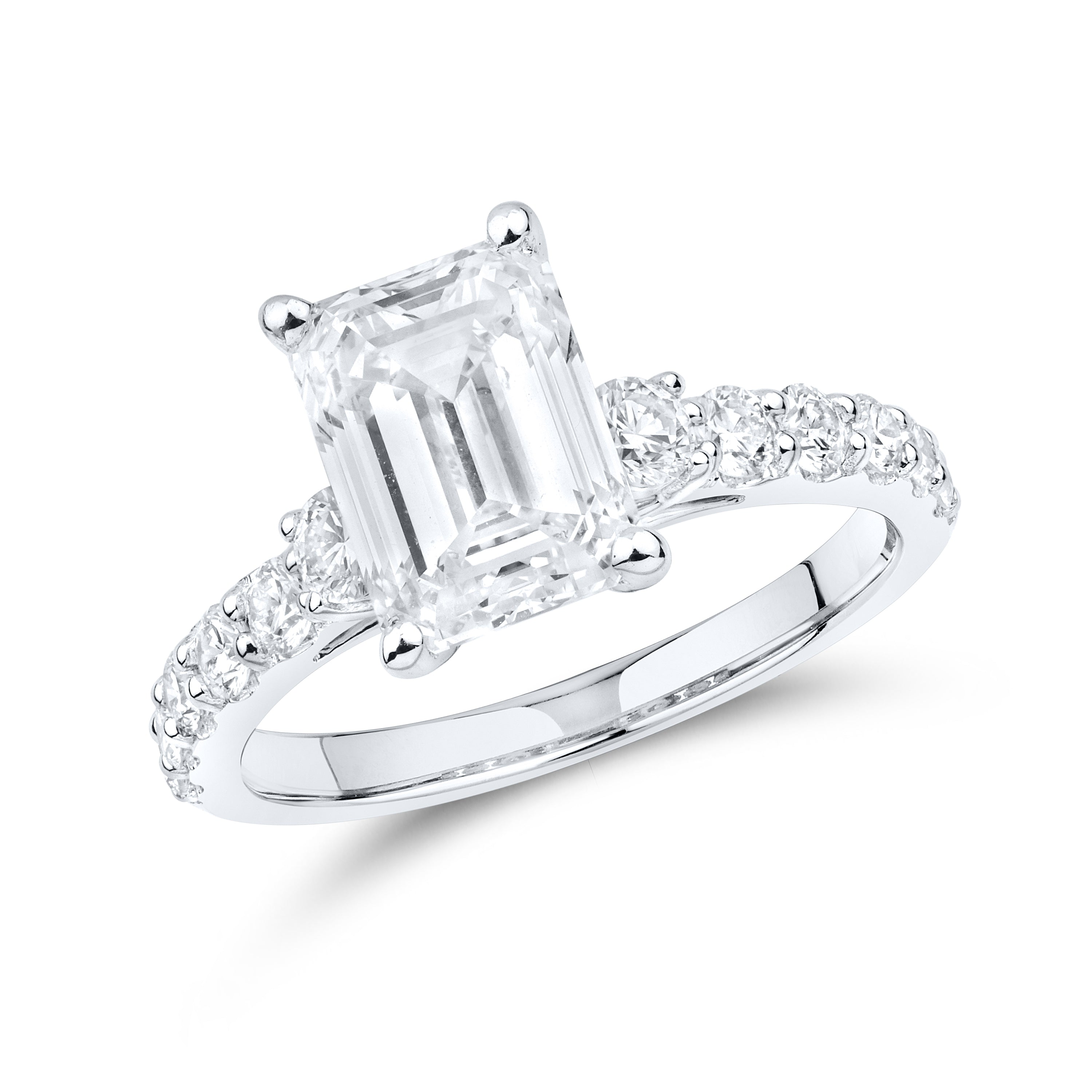 14kt White Gold 3.63 CTW Lab Diamond Emerald Shape Solitaire Ring