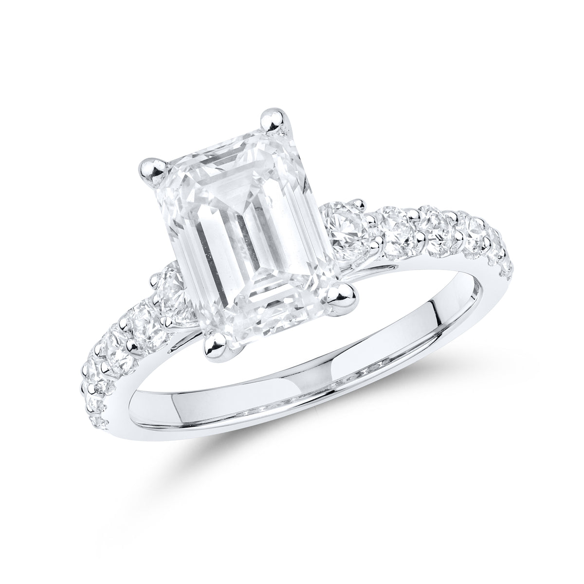 14kt White Gold 3.63 CTW Lab Diamond Emerald Shape Solitaire Ring