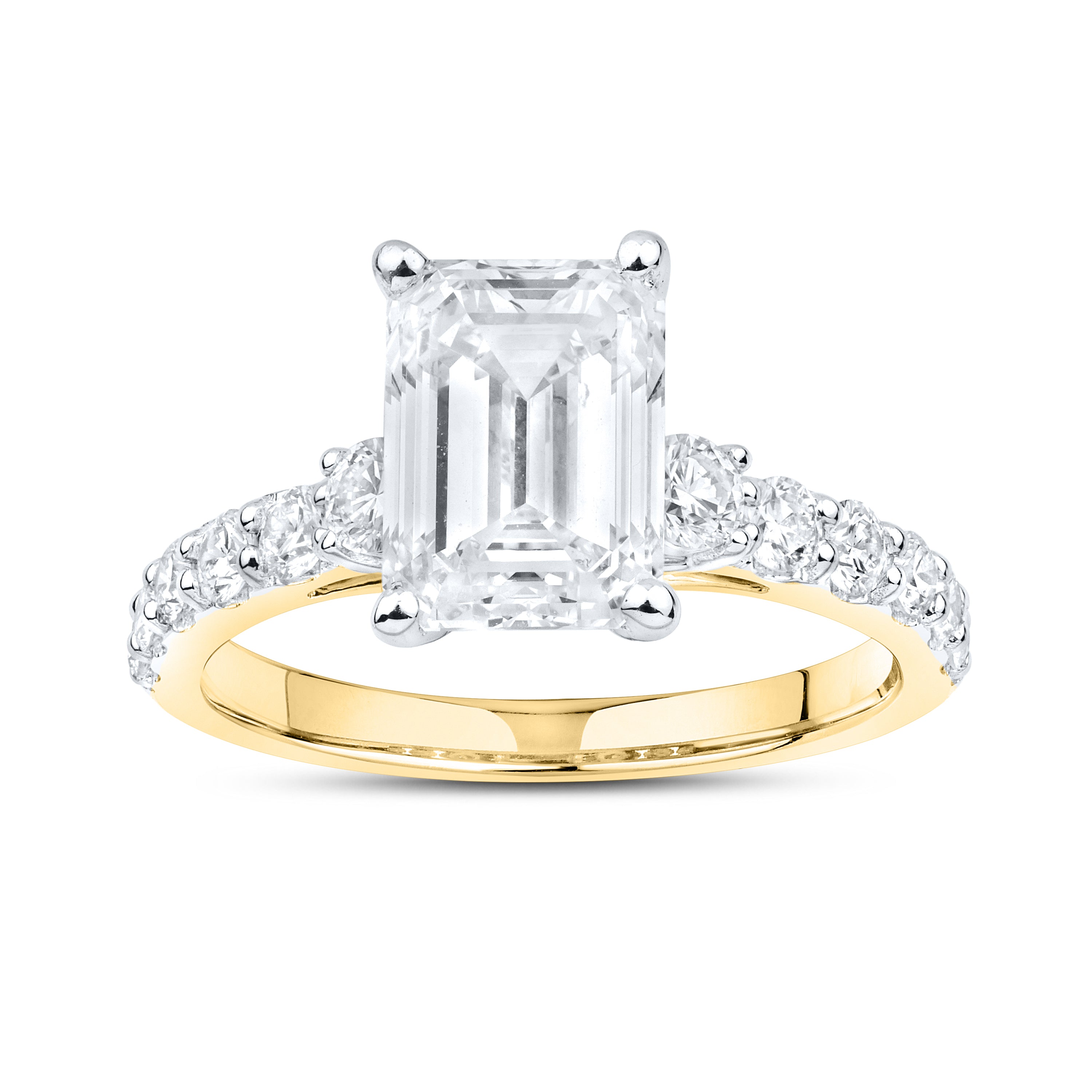 14kt Yellow Gold 3.63 CTW Lab Diamond Emerald Shape Solitaire Ring