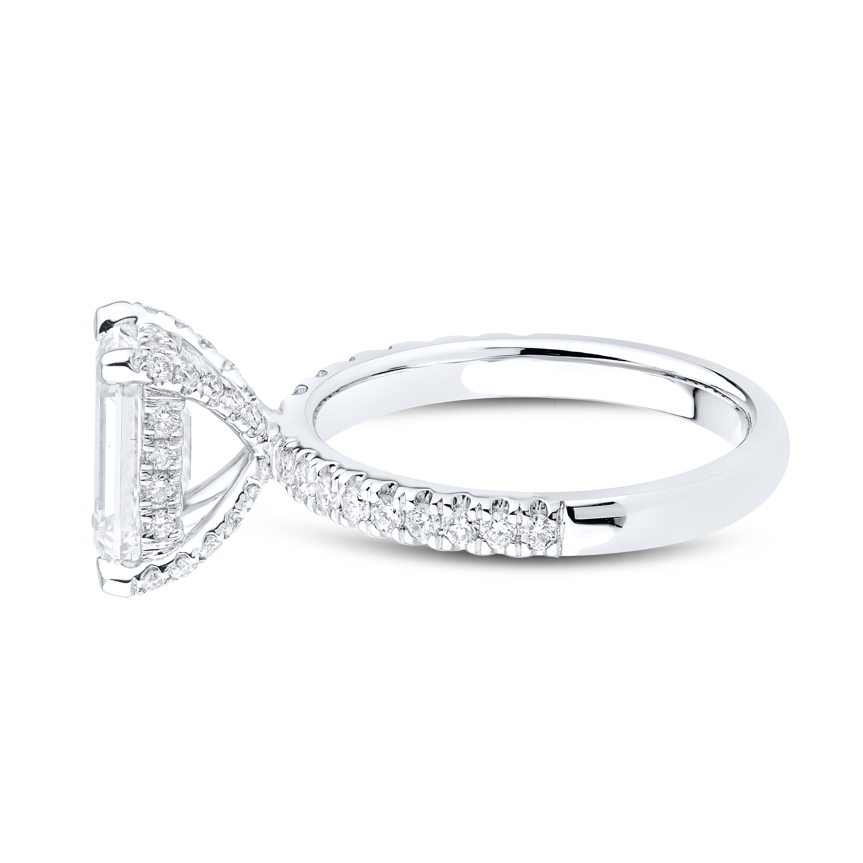 14kt White Gold 3.13 CTW Lab Diamond Emerald Shape Engagement Ring