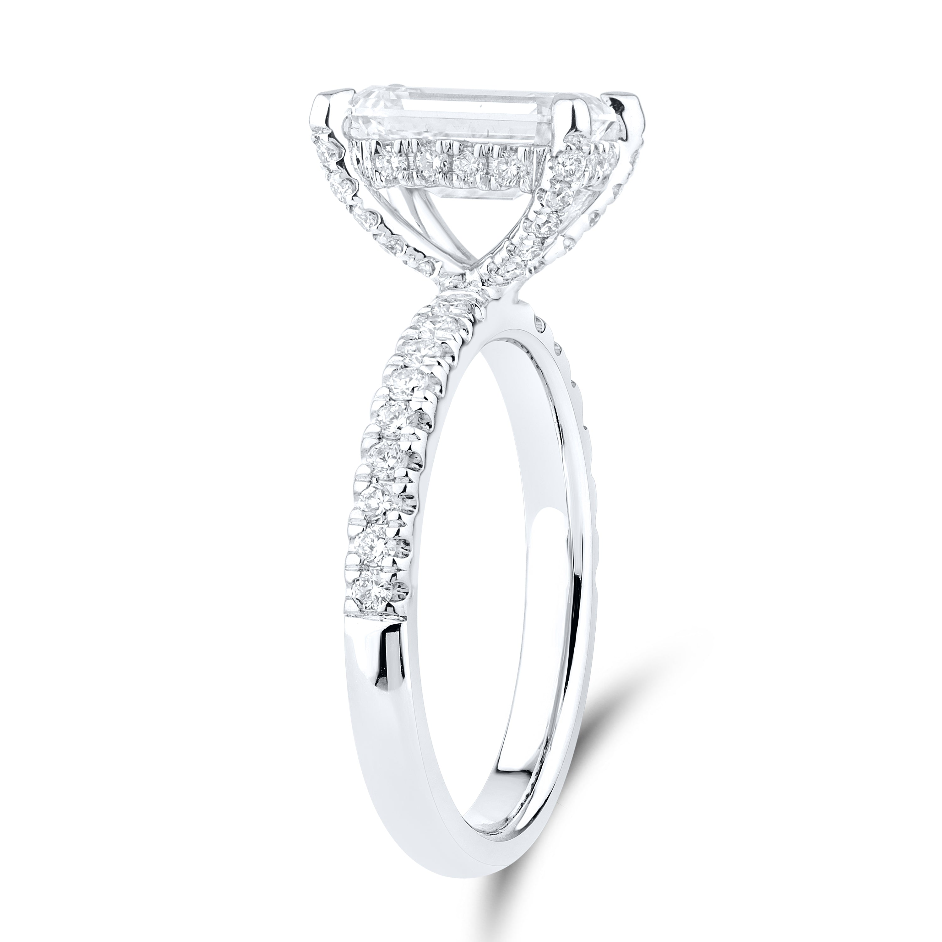 14kt White Gold 3.13 CTW Lab Diamond Emerald Shape Engagement Ring