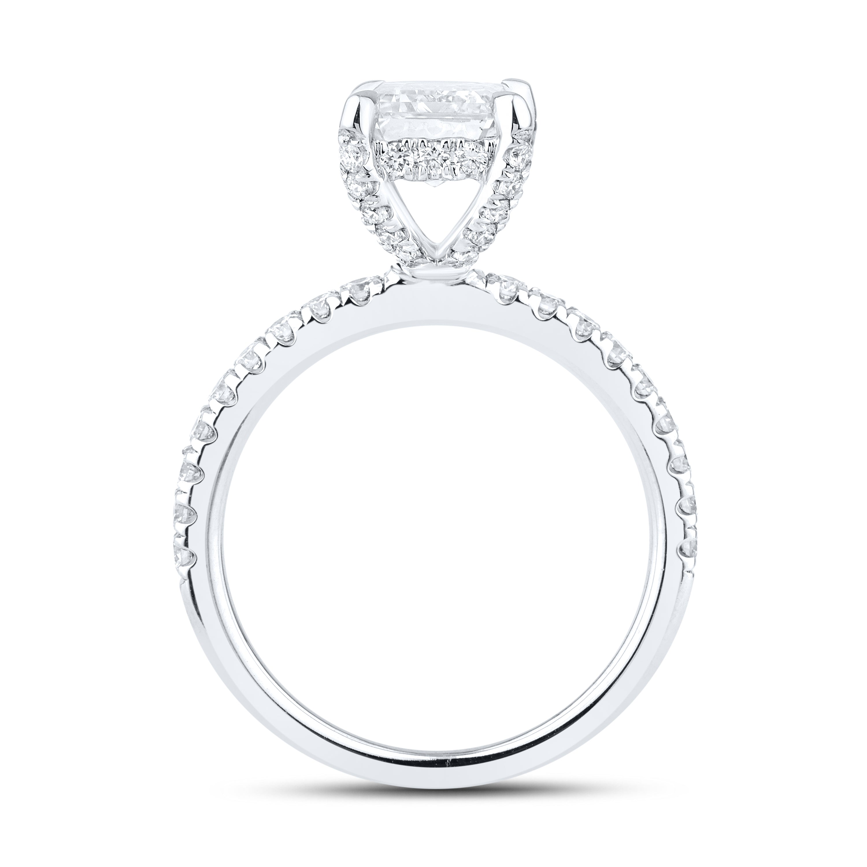 14kt White Gold 3.13 CTW Lab Diamond Emerald Shape Engagement Ring