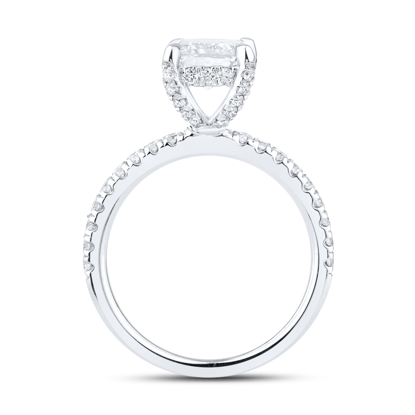 14kt White Gold 3.13 CTW Lab Diamond Emerald Shape Engagement Ring