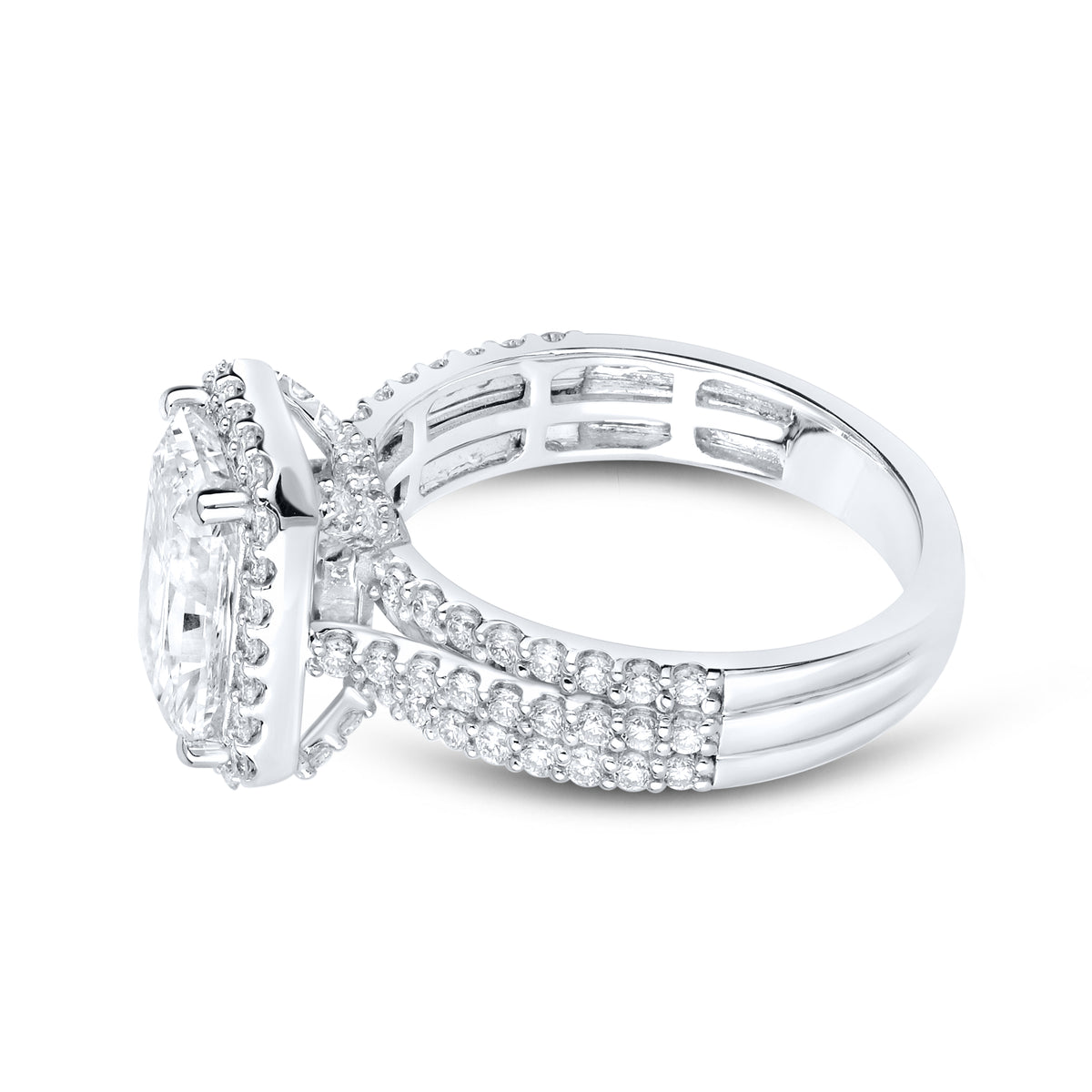 14kt White Gold 3.41 CTW Lab Diamond Radiant Shape Bridal Ring