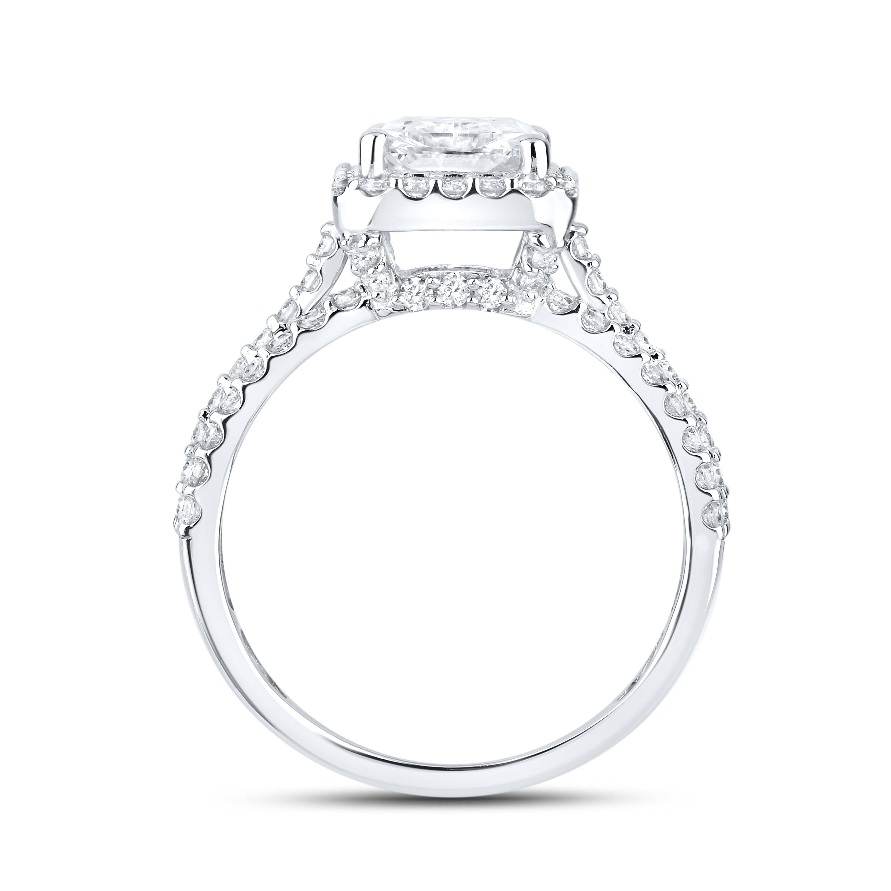 14kt White Gold 3.41 CTW Lab Diamond Emerald Shape Bridal Ring