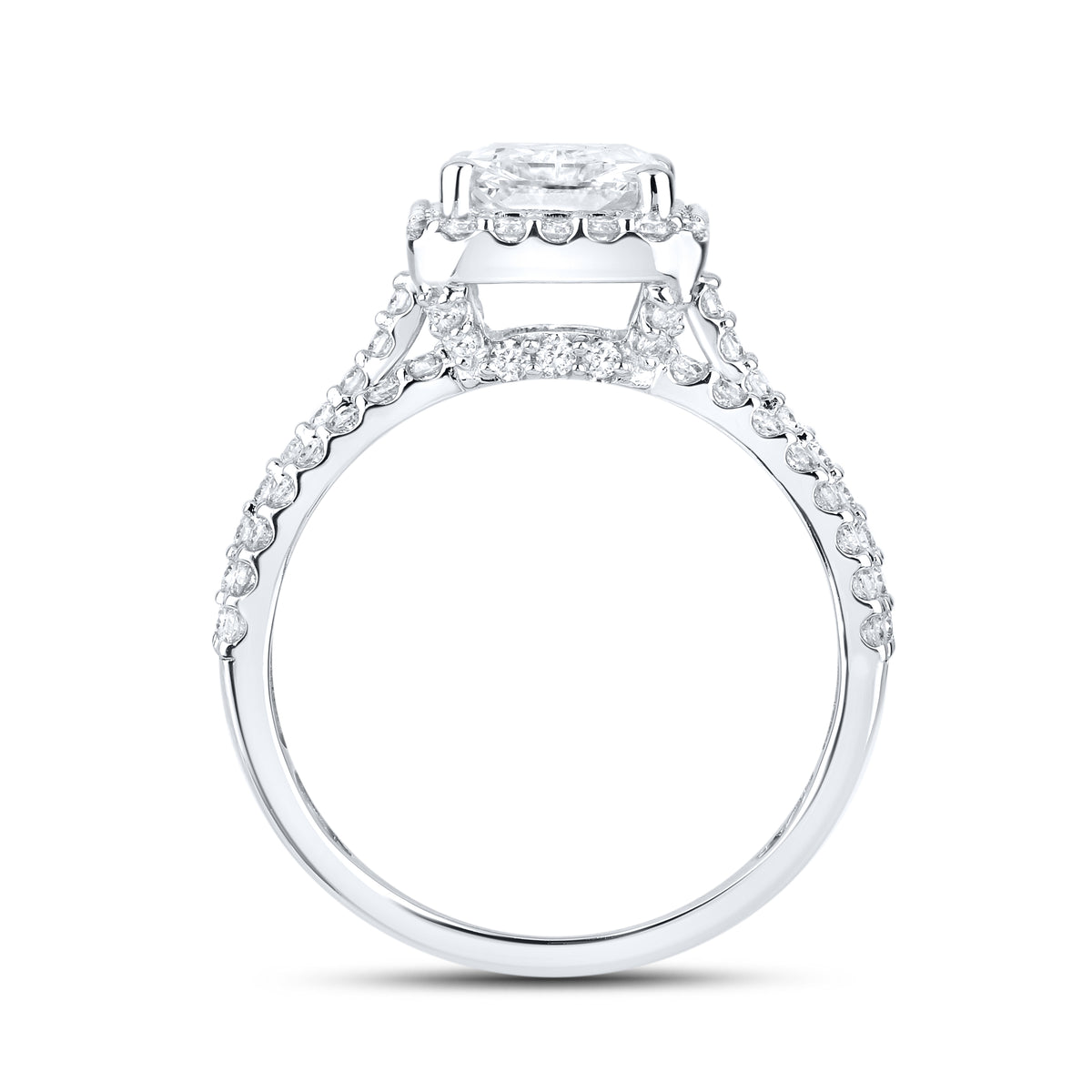 14kt White Gold 3.41 CTW Lab Diamond Radiant Shape Bridal Ring