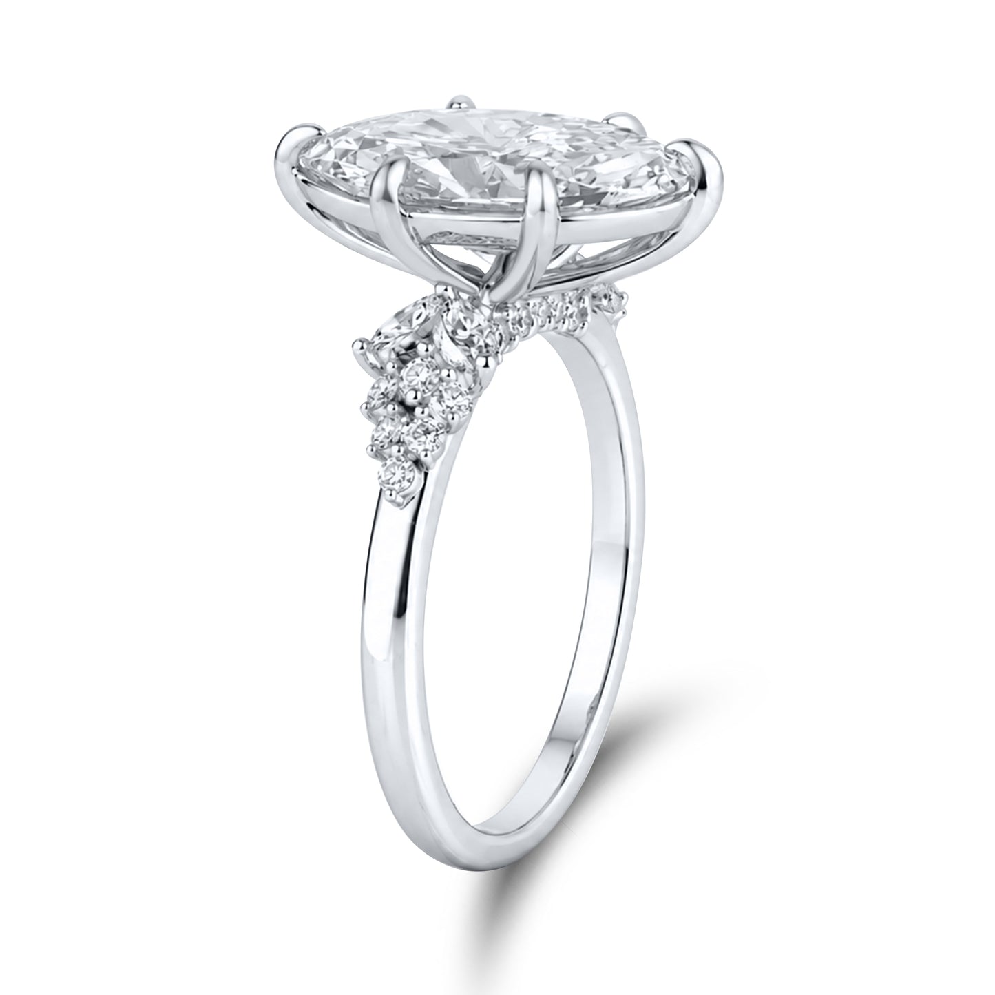 14KT WHITE GOLD 3.36 CTW LAB DIAMOND MARQUISE RING VS Clarity
