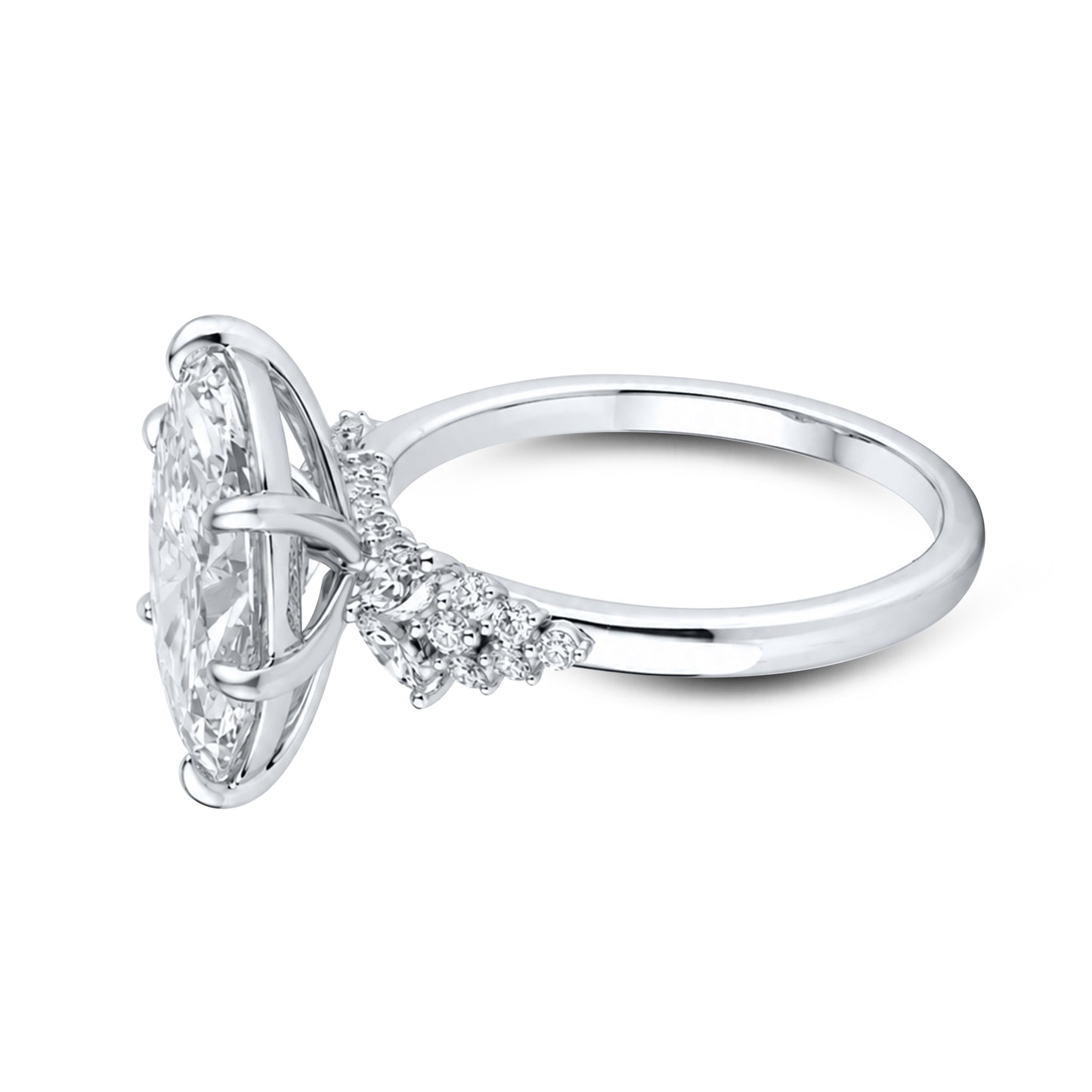 14KT WHITE GOLD 3.36 CTW LAB DIAMOND MARQUISE RING VS Clarity