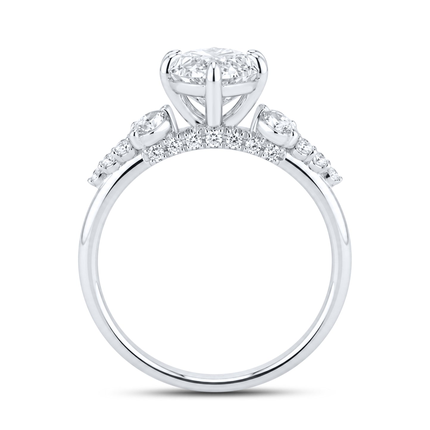 14KT WHITE GOLD 3.36 CTW LAB DIAMOND MARQUISE RING VS Clarity