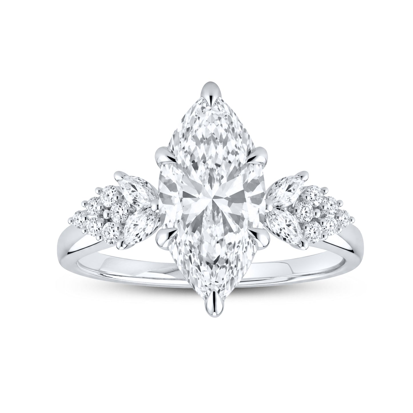 14KT WHITE GOLD 3.36 CTW LAB DIAMOND MARQUISE RING VS Clarity