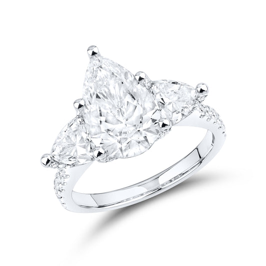 14kt White Gold 4.62 CTW Lab Diamond Pear Shape Solitaire Ring