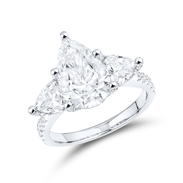 14kt White Gold 4.62 CTW Lab Diamond Pear Shape Solitaire Ring