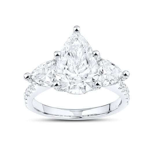 14kt White Gold 4.62 CTW Lab Diamond Pear Shape Solitaire Ring